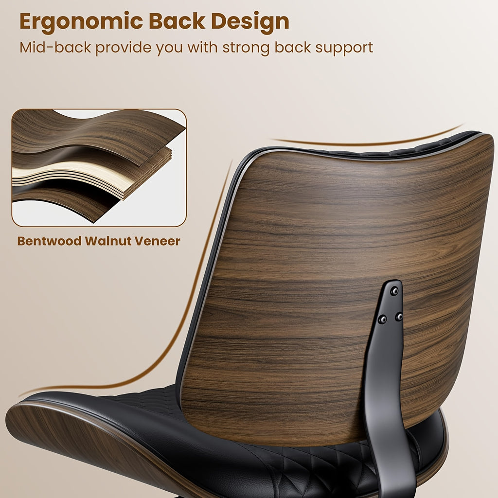 Office Chair Ergonomic Armless Office Chair with Swivel, Adjustable Height & Lumbar Support