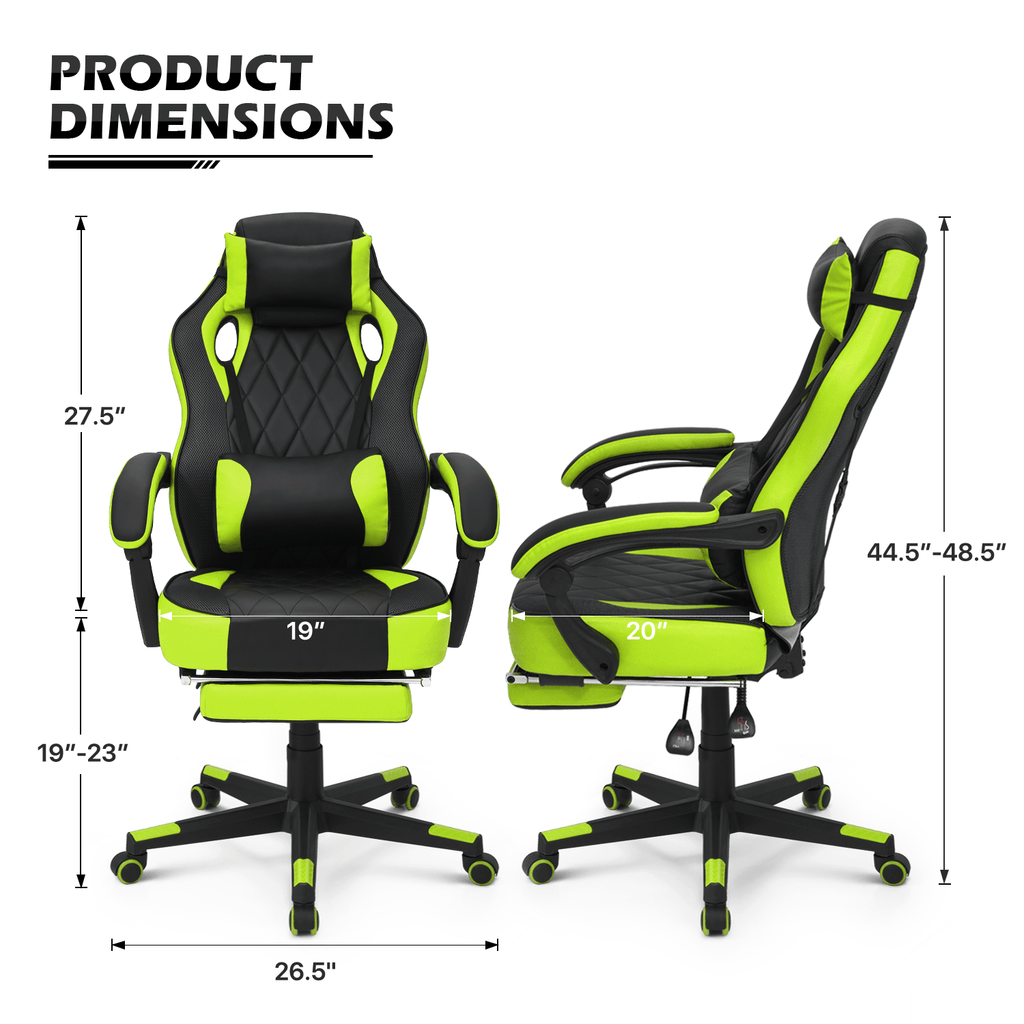 Ergonomic Gaming Chair with Retractable Footrest & Detachable Lumbar Support 360