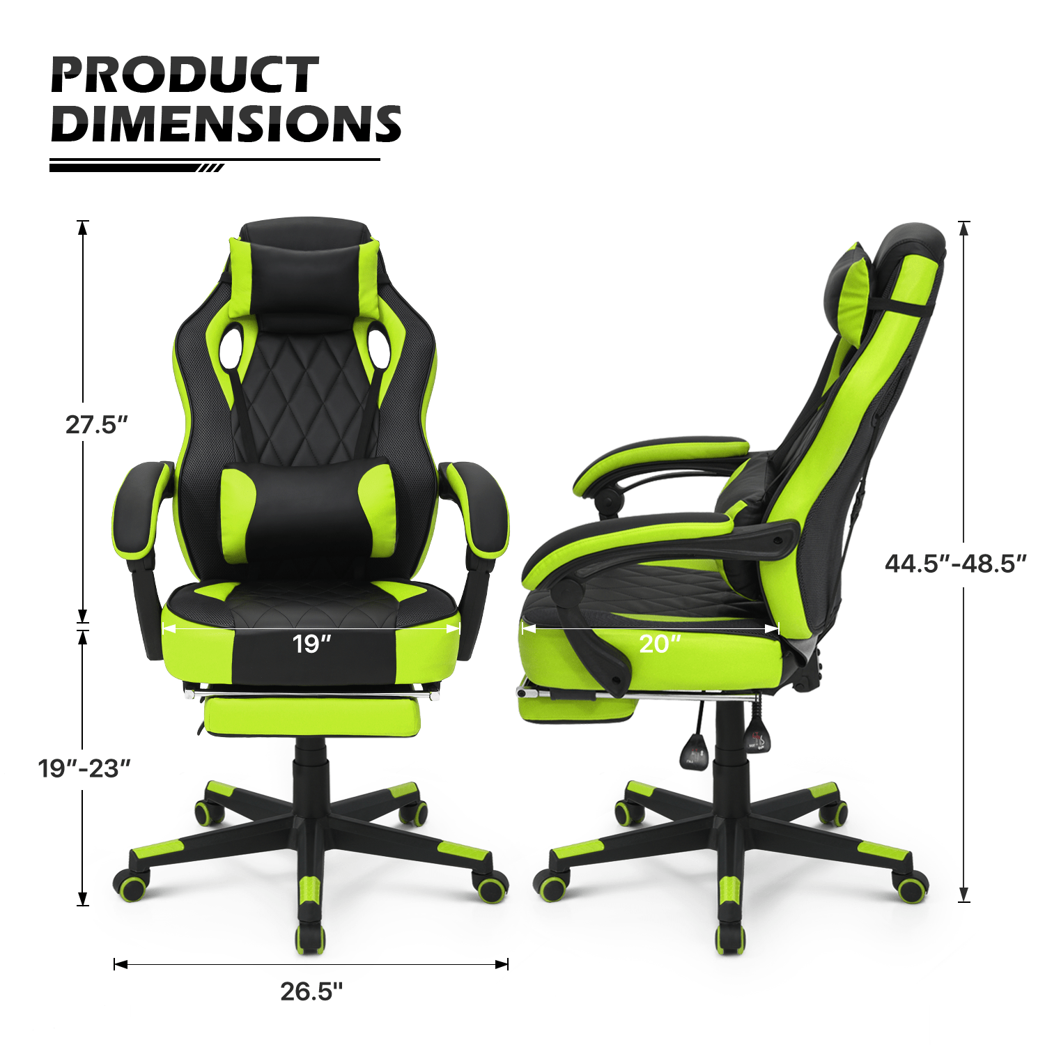 Ergonomic Gaming Chair with Retractable Footrest & Detachable Lumbar Support 360