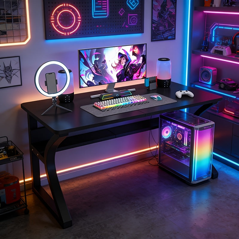 55in-Gaming Computer Desk, Computer Desk with Storage, Home Office Desks & Workstation