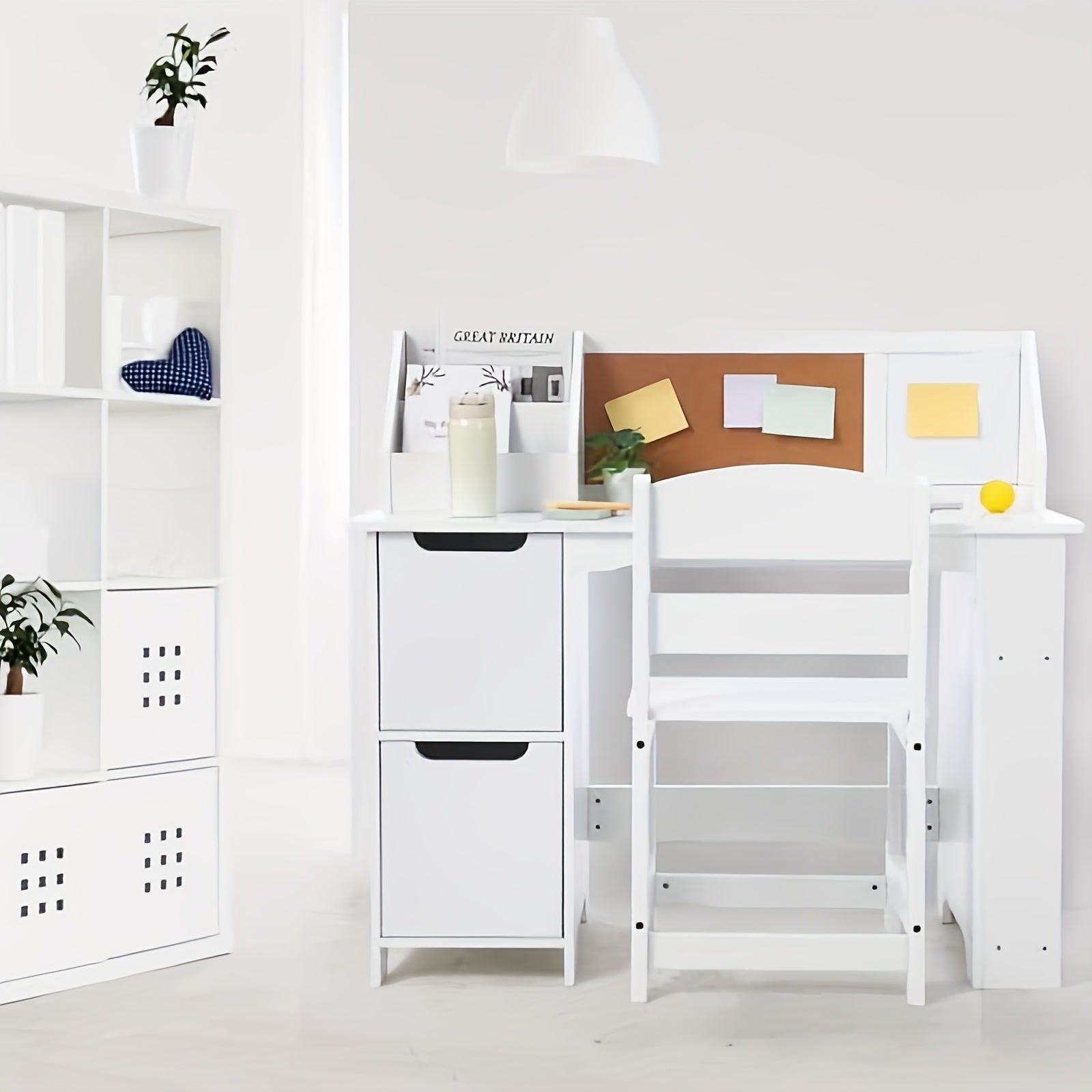 GAOMON Study Desk And Chair Set, Wooden School Learning Table With Storage