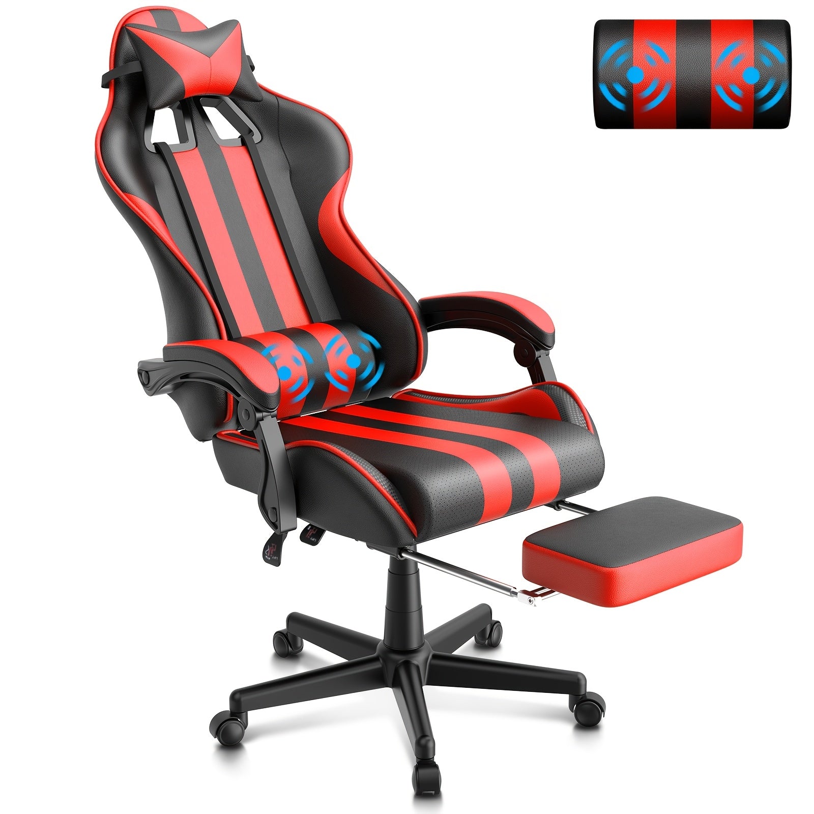 Ergonomic Gaming Chair | Pu Leather, Headrest And Lumbar Support, Adjustable Backrest