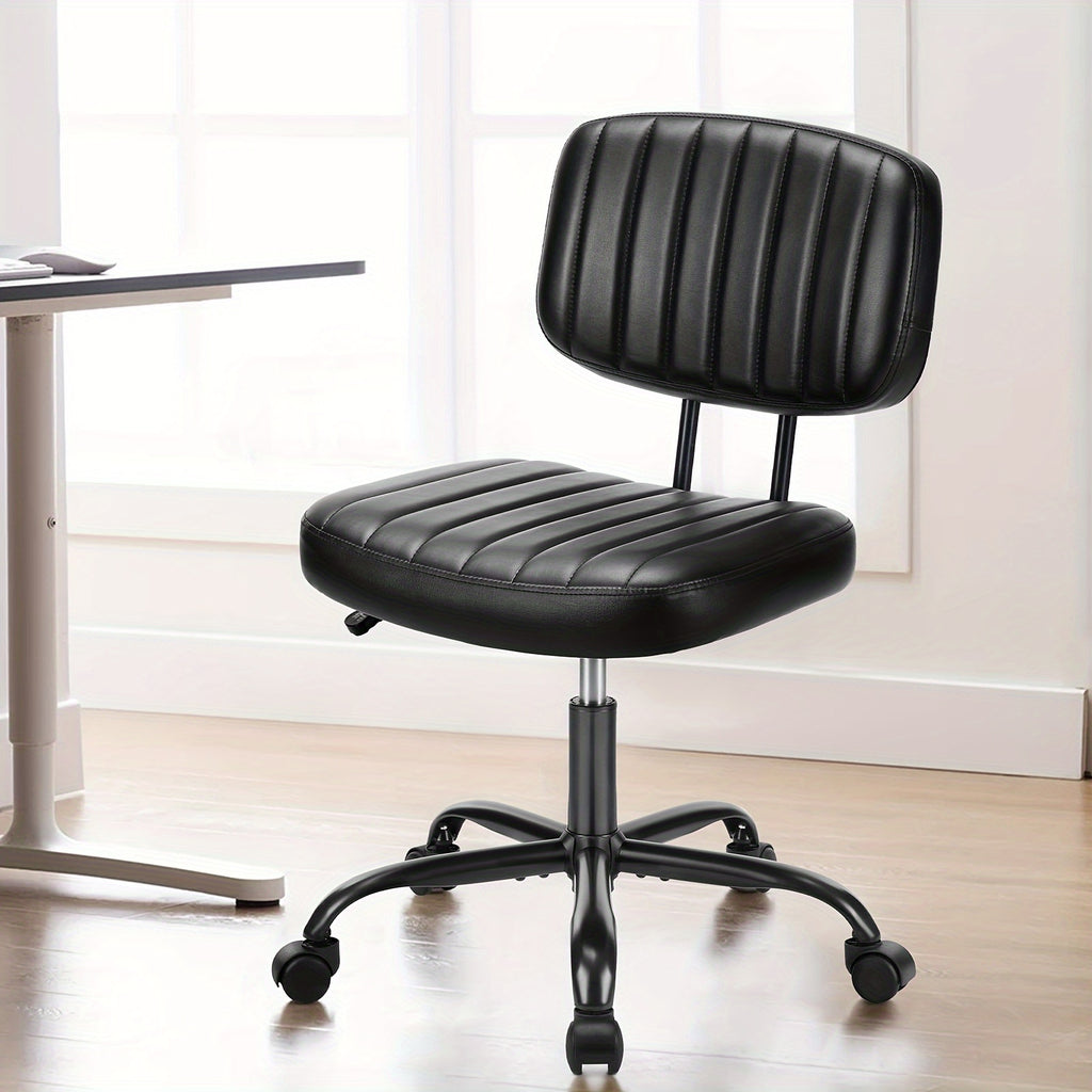 Small Desk Chair Armless, Comfortable Office Chair with Wheels, Rolling Task Chair with Low Back Lumbar Support