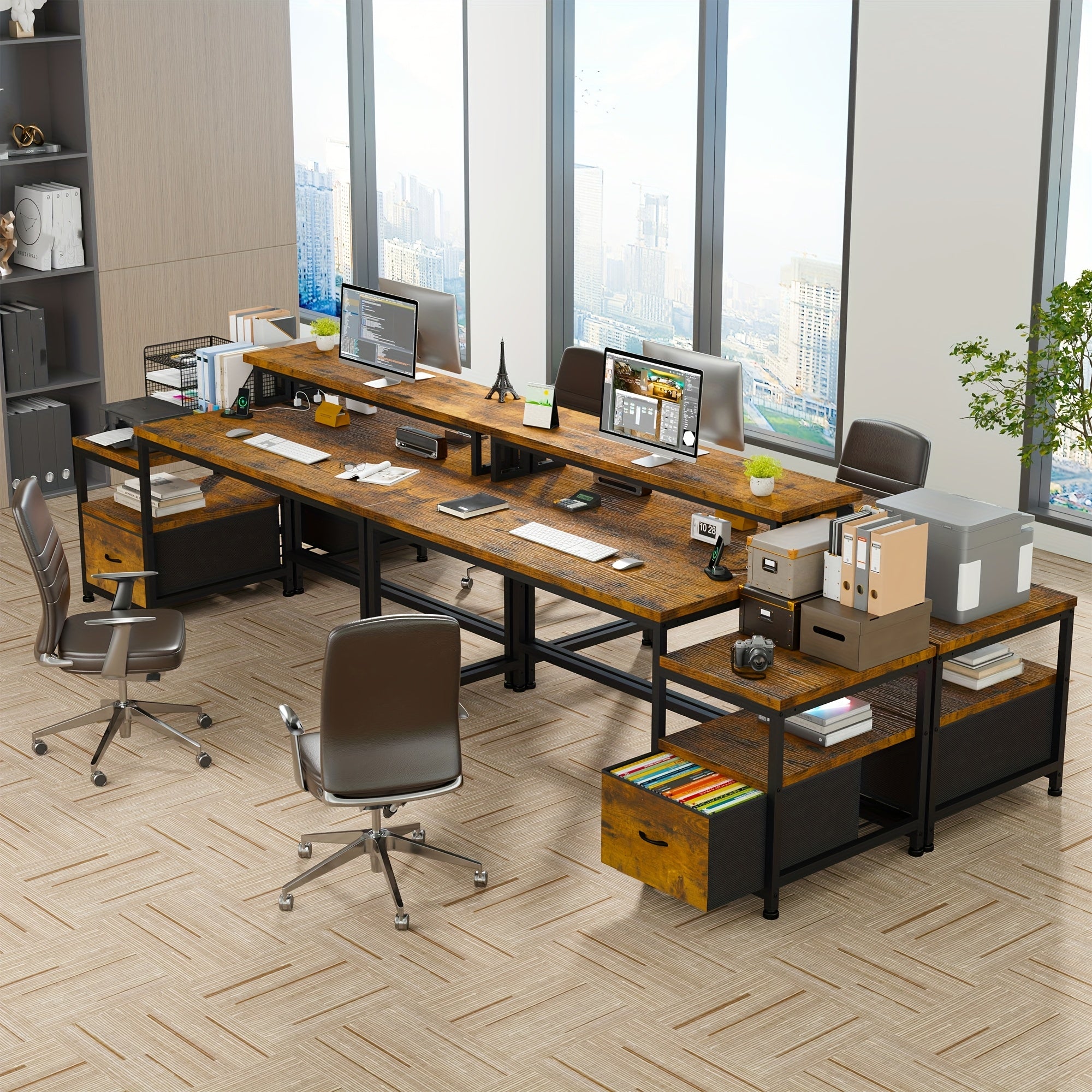 EnHomee 57-inch Computer Desk with Power Outlets & Ports