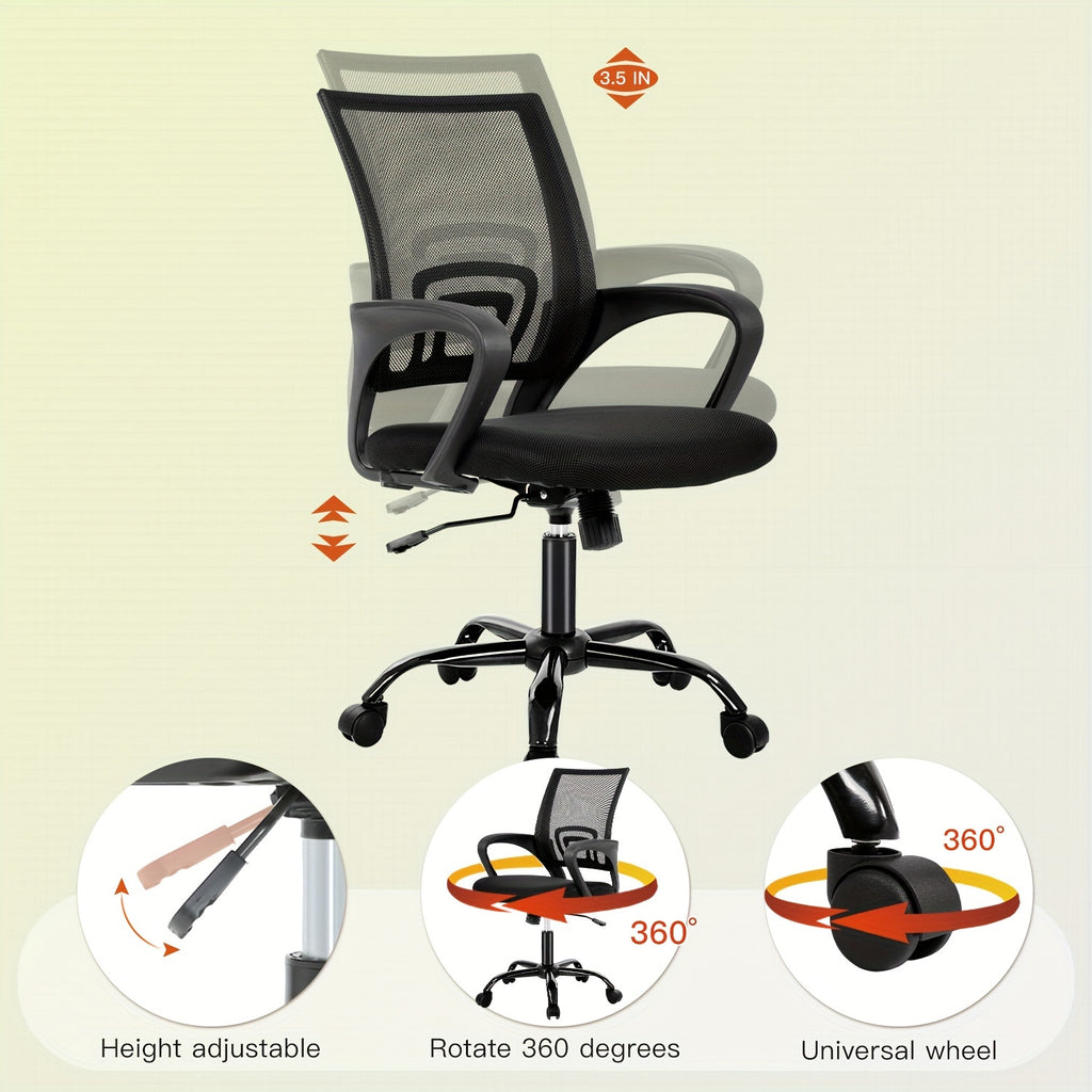 Ergonomic Office Chair with Breathable Mesh Back & Lumbar Support