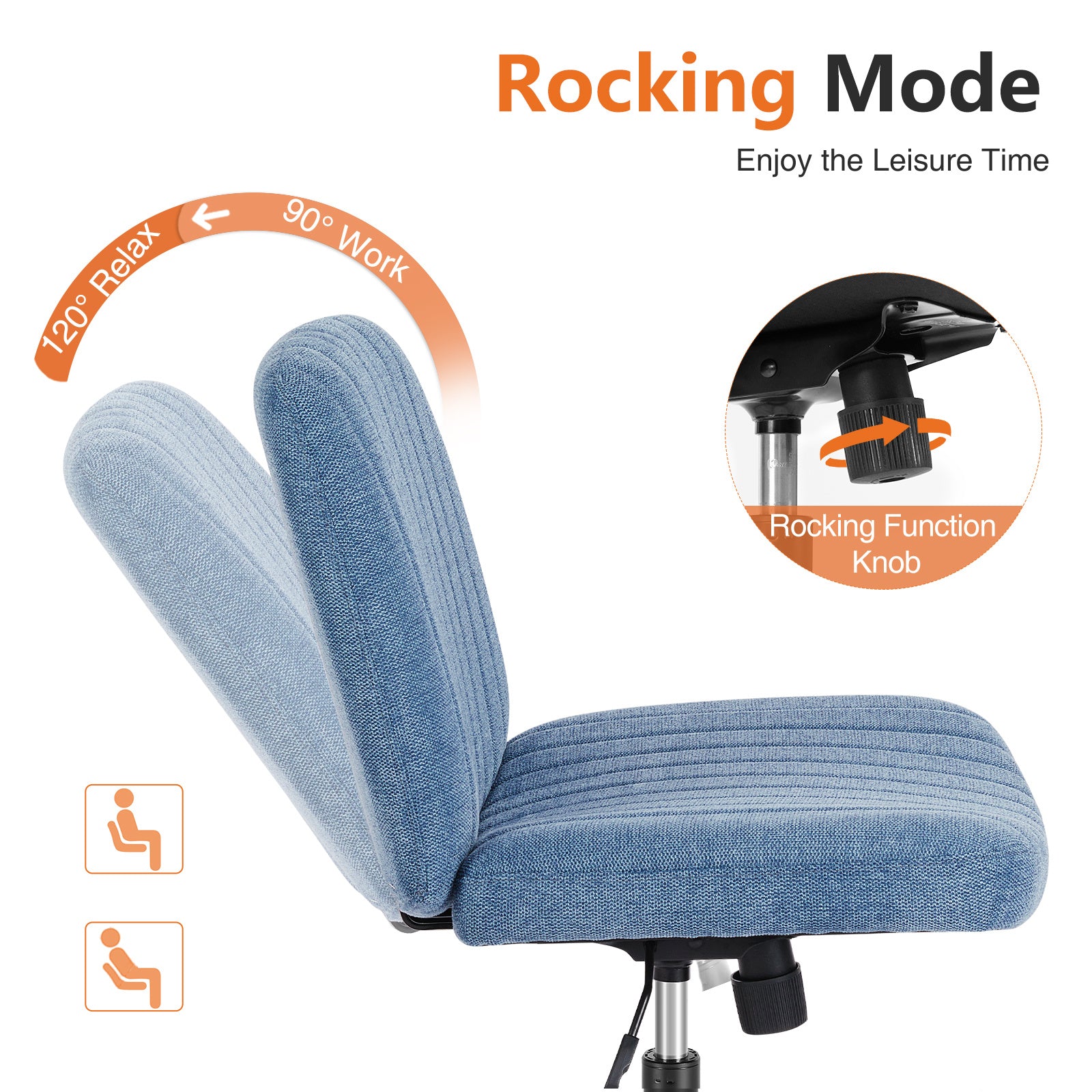 OLIXIS Criss Cross Chair Legged, Fabric Armless Office Desk Chair with Wheels