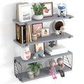 TOMNK 3+1 Tier Bathroom Floating Shelves Over Toilet, Farmhouse Rustic Wood Shelves