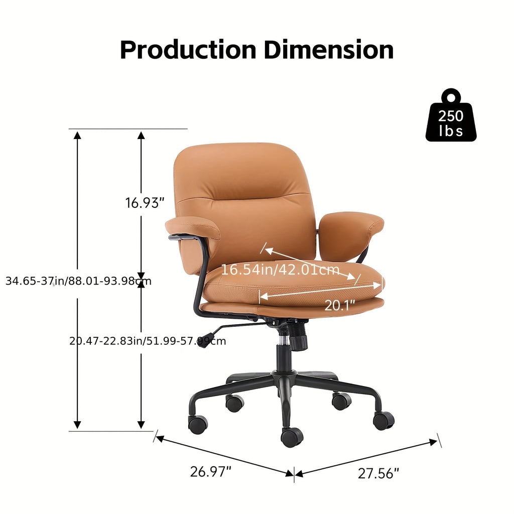 Ergonomic Office Chair Ergonomic Comfortable Office Chair | Leather Home Office Chair with Padded Armrests