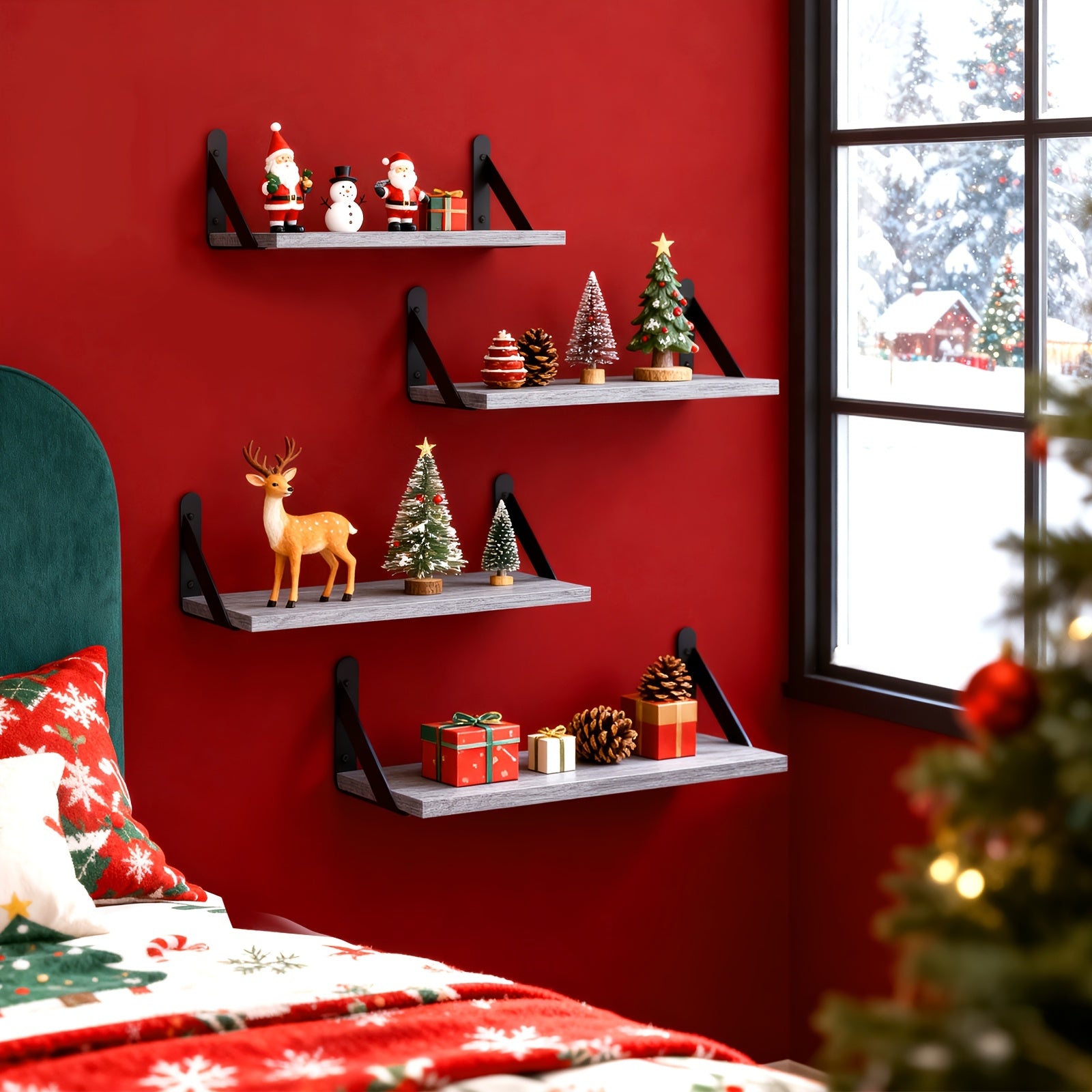 Wall-Mounted Floating Shelf - Solid Wood Modern Minimalist Shelf with Hidden Mounting