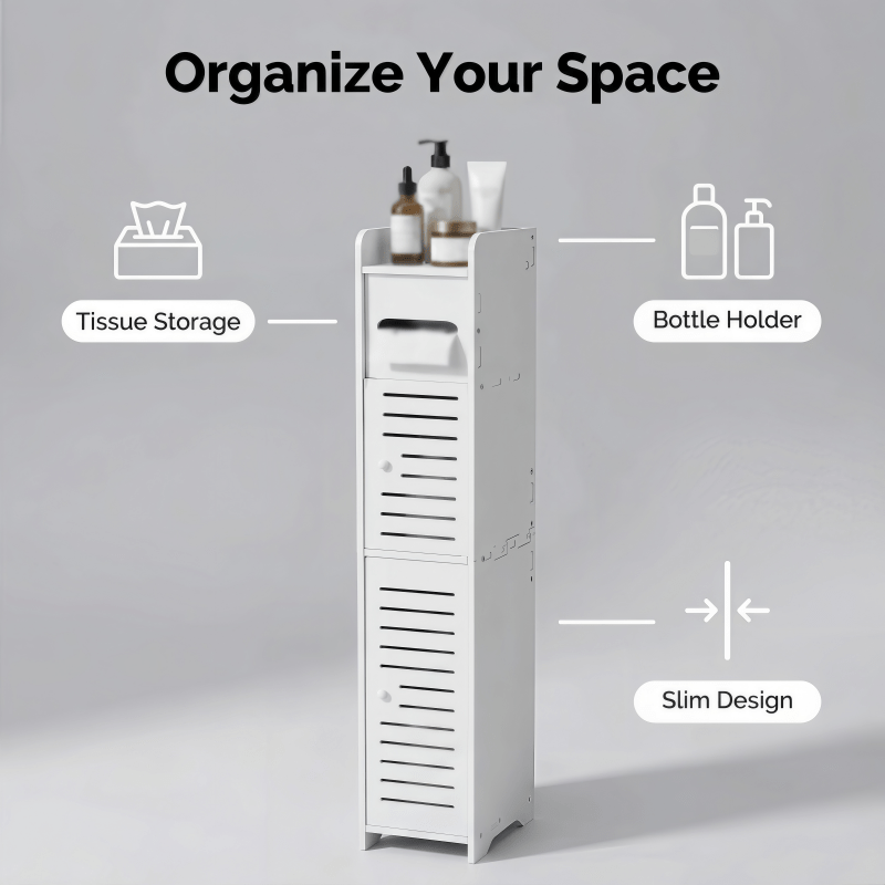Slim Space-Saving Storage Cabinet Suitable for Small Spaces