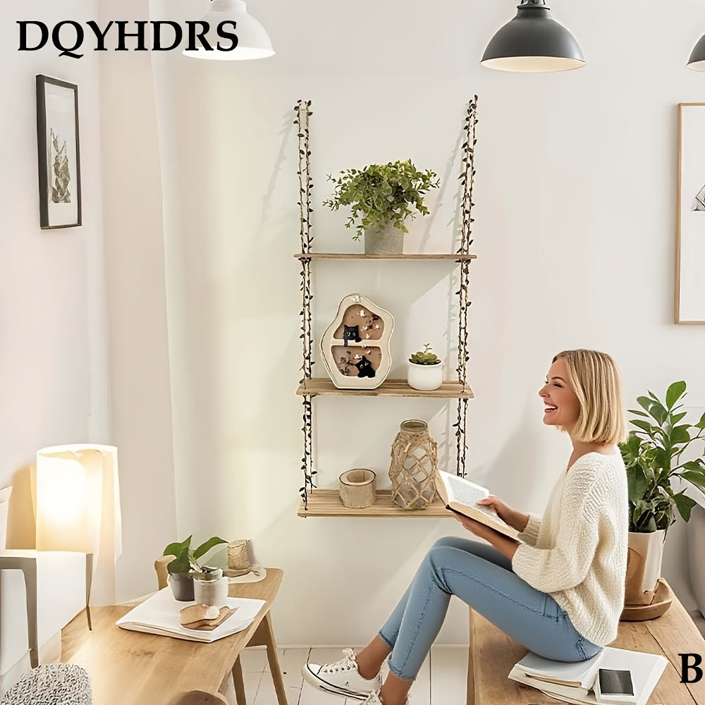 1pc\u002F3pcs Hanging 3 Tier Shelves for Wall with Artificial Ivy Garland