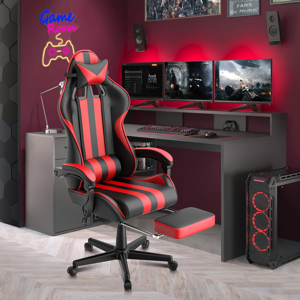 Ergonomic Gaming Chair | Pu Leather, Headrest And Lumbar Support, Adjustable Backrest