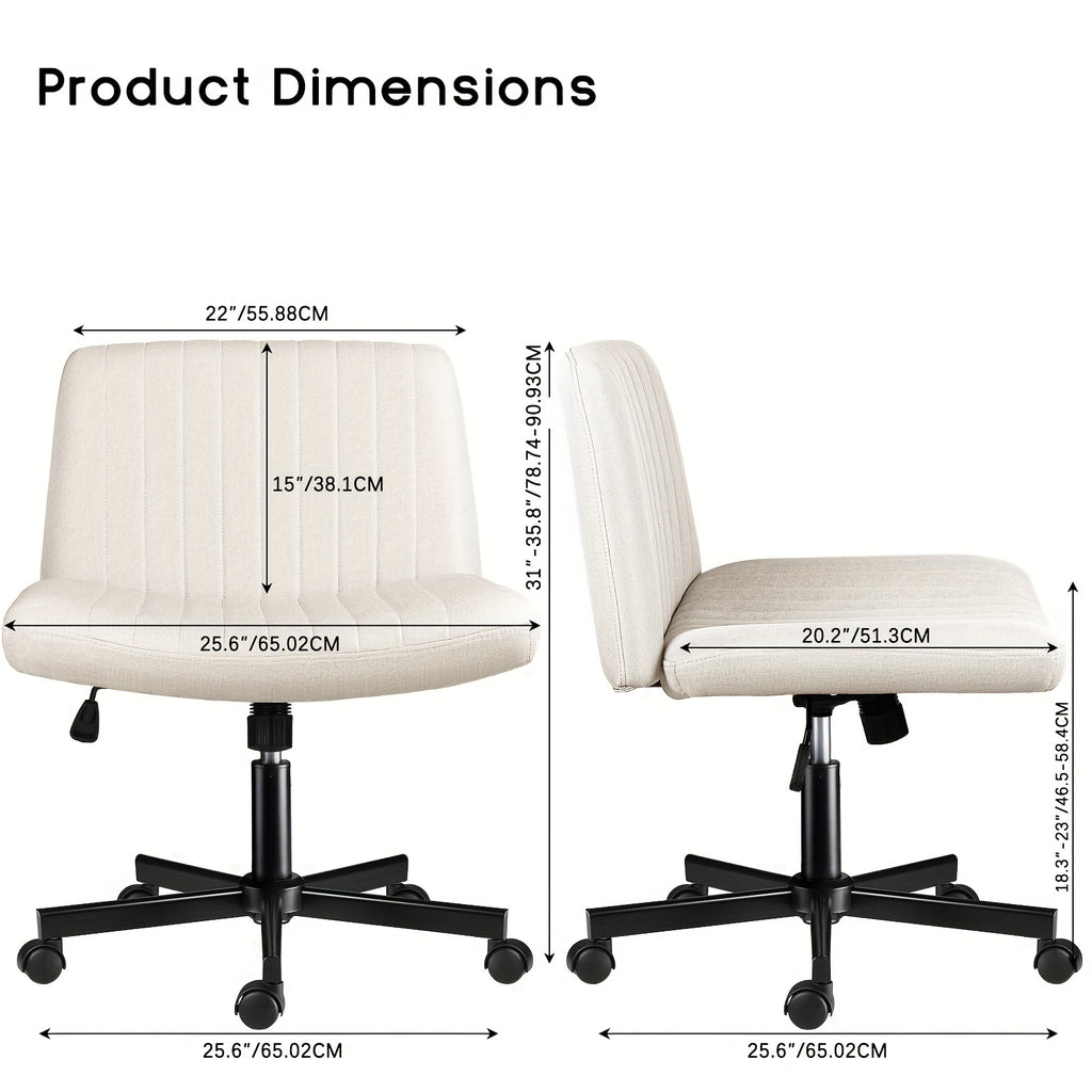 Criss Cross Chair with Wheels, Fabric Padded Armless Cross Legged Office Desk Chair for Home Office