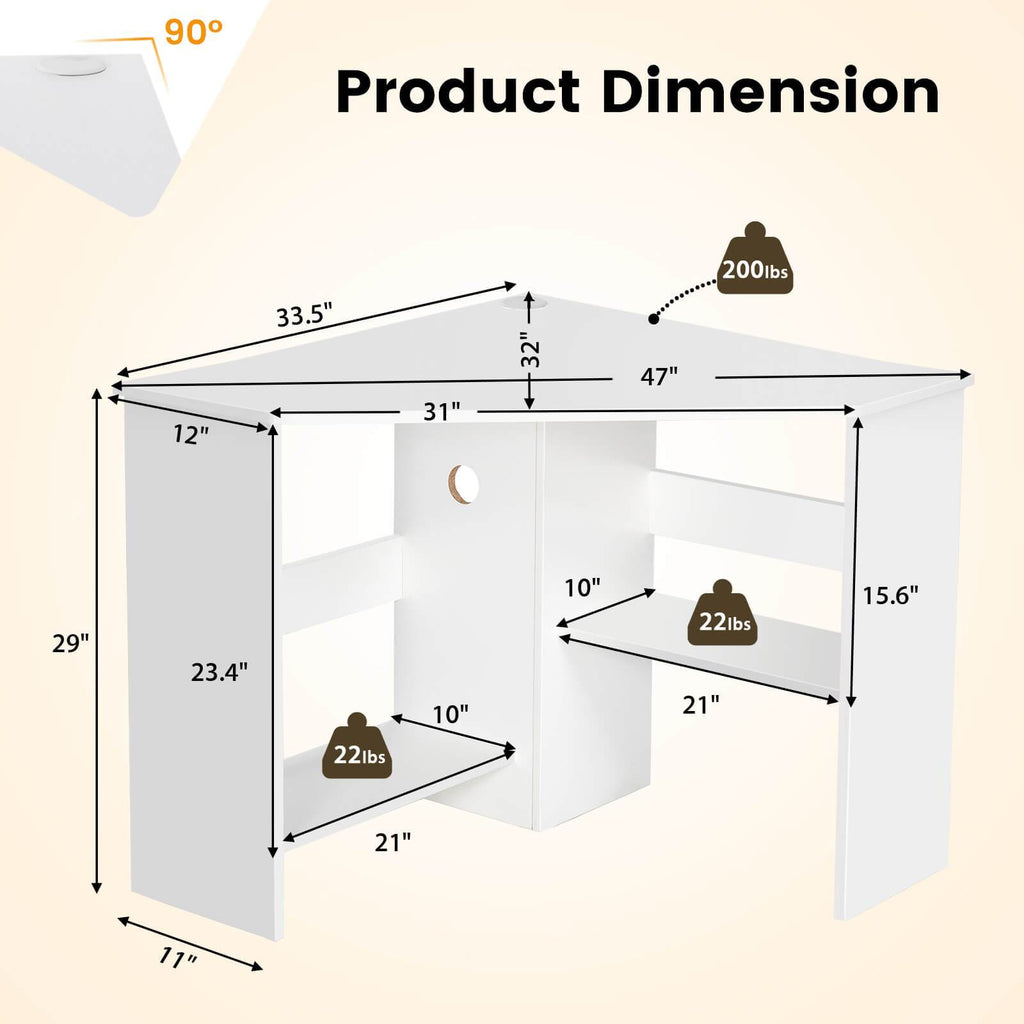 Corner Desk for Small Spaces LIFEZEAL 90° Corner Desk for Small Spaces