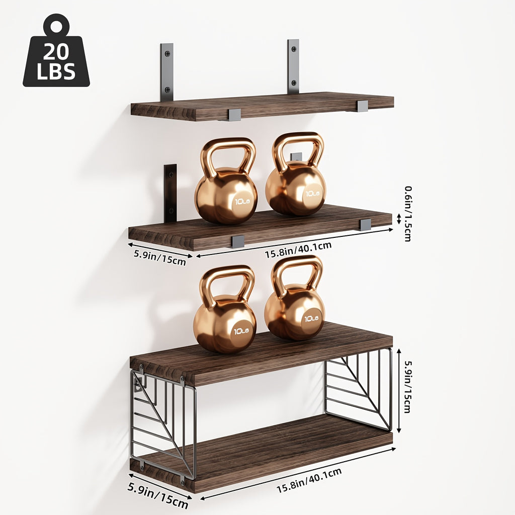 TOMNK 3+1 Tier Bathroom Floating Shelves Over Toilet, Farmhouse Rustic Wood Shelves