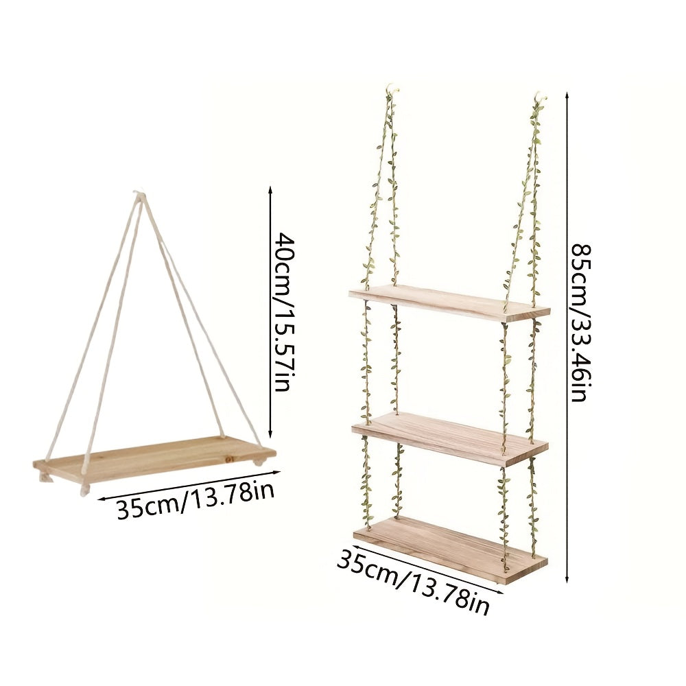 1pc\u002F3pcs Hanging 3 Tier Shelves for Wall with Artificial Ivy Garland