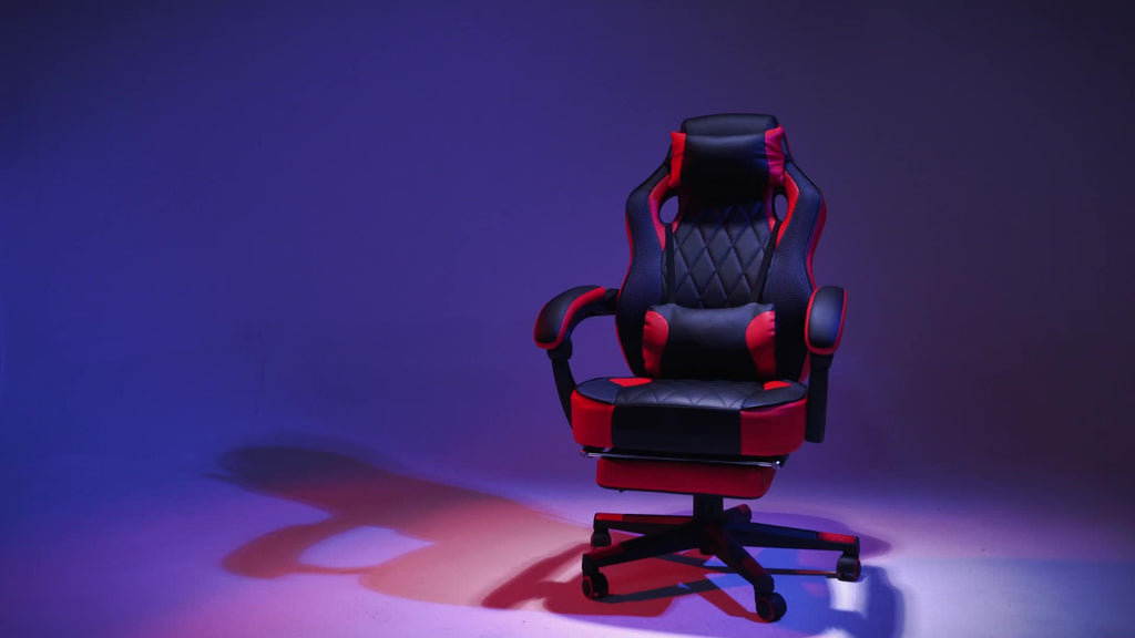 Ergonomic Gaming Chair with Retractable Footrest & Detachable Lumbar Support 360