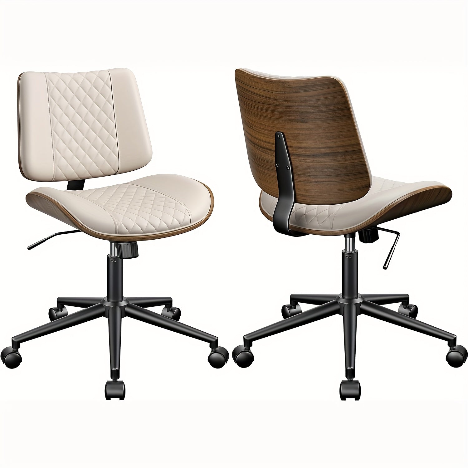 Office Chair Ergonomic Armless Office Chair with Swivel, Adjustable Height & Lumbar Support