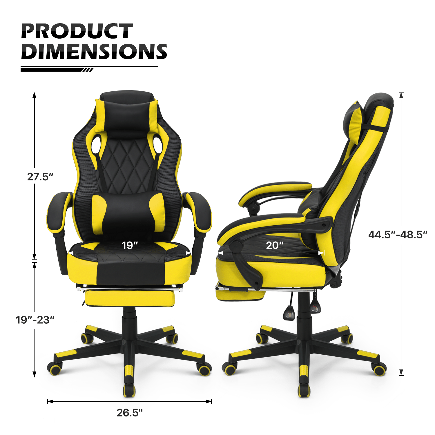 Ergonomic Gaming Chair with Retractable Footrest & Detachable Lumbar Support 360