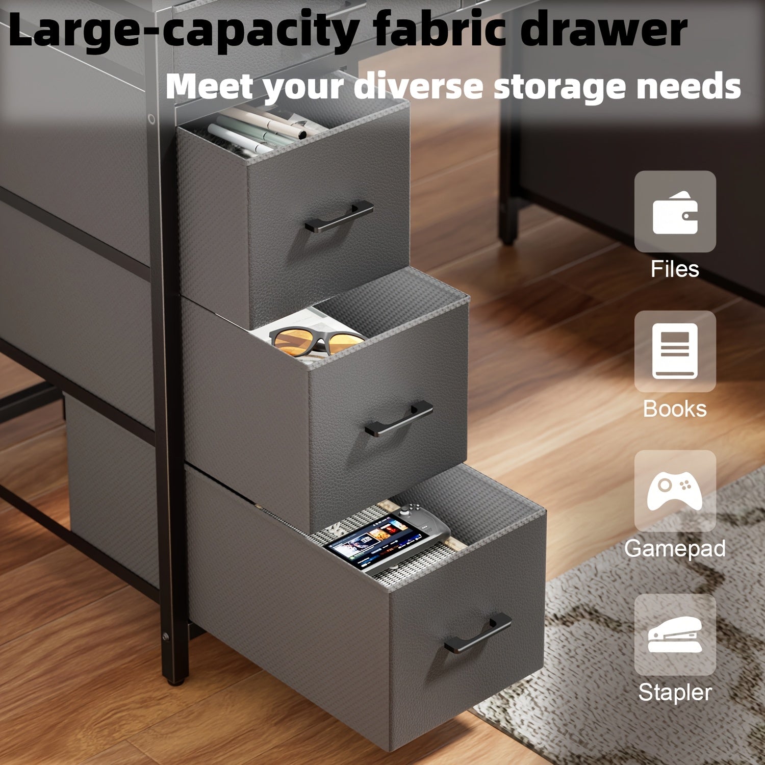 47-inch Modern Computer Desk with 8-Drawer Storage, Gaming Desk w