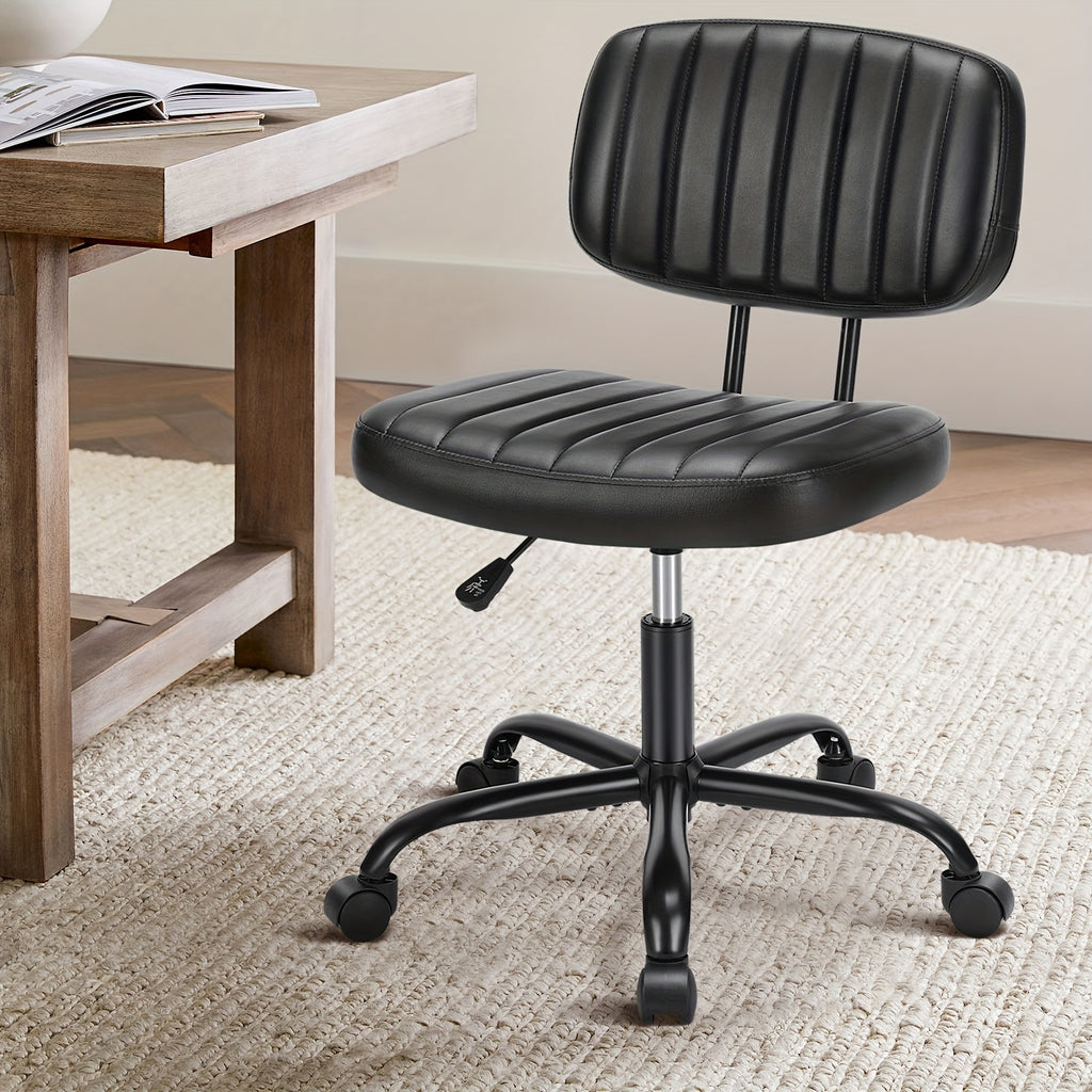 Small Desk Chair Armless, Comfortable Office Chair with Wheels, Rolling Task Chair with Low Back Lumbar Support