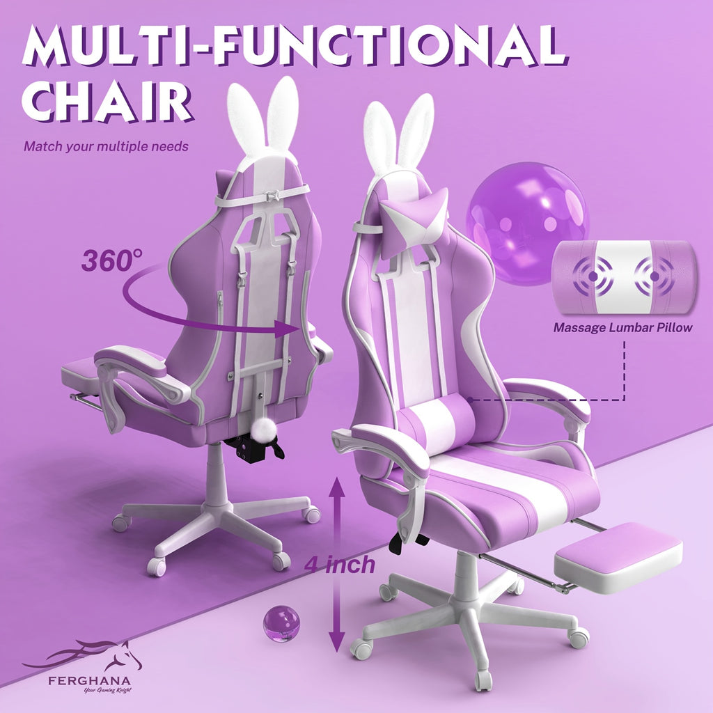 Beczeeb Ergonomic Gaming Chair with Footrest & Massage Suitable for Adults