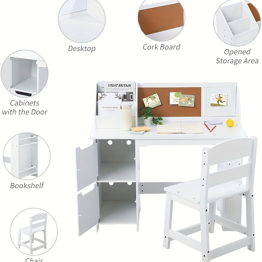 GAOMON Study Desk And Chair Set, Wooden School Learning Table With Storage
