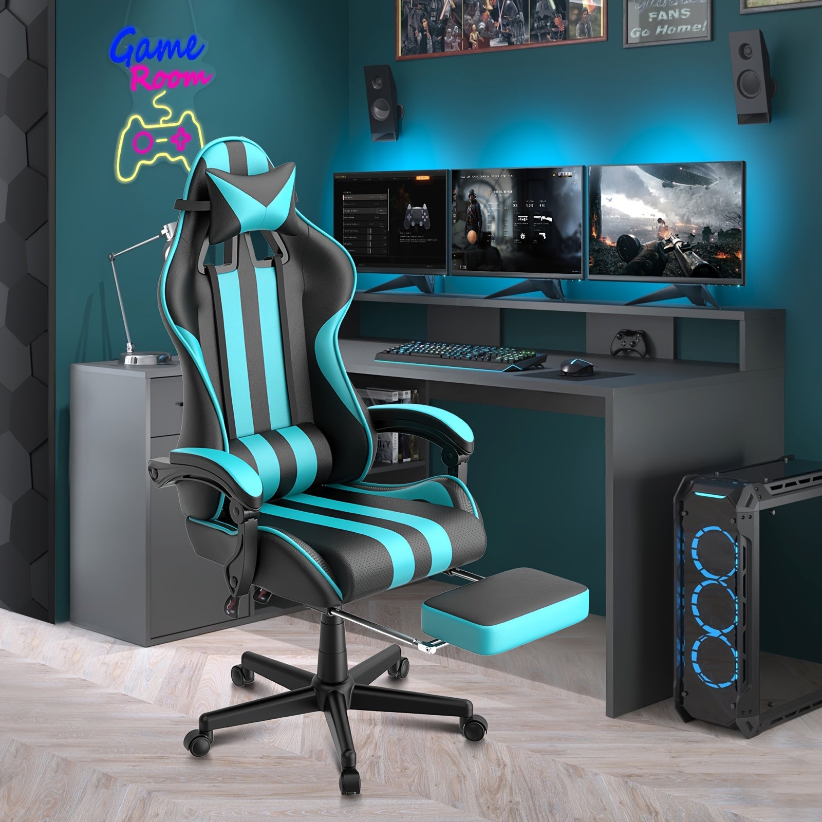 Ergonomic Gaming Chair | Pu Leather, Headrest And Lumbar Support, Adjustable Backrest