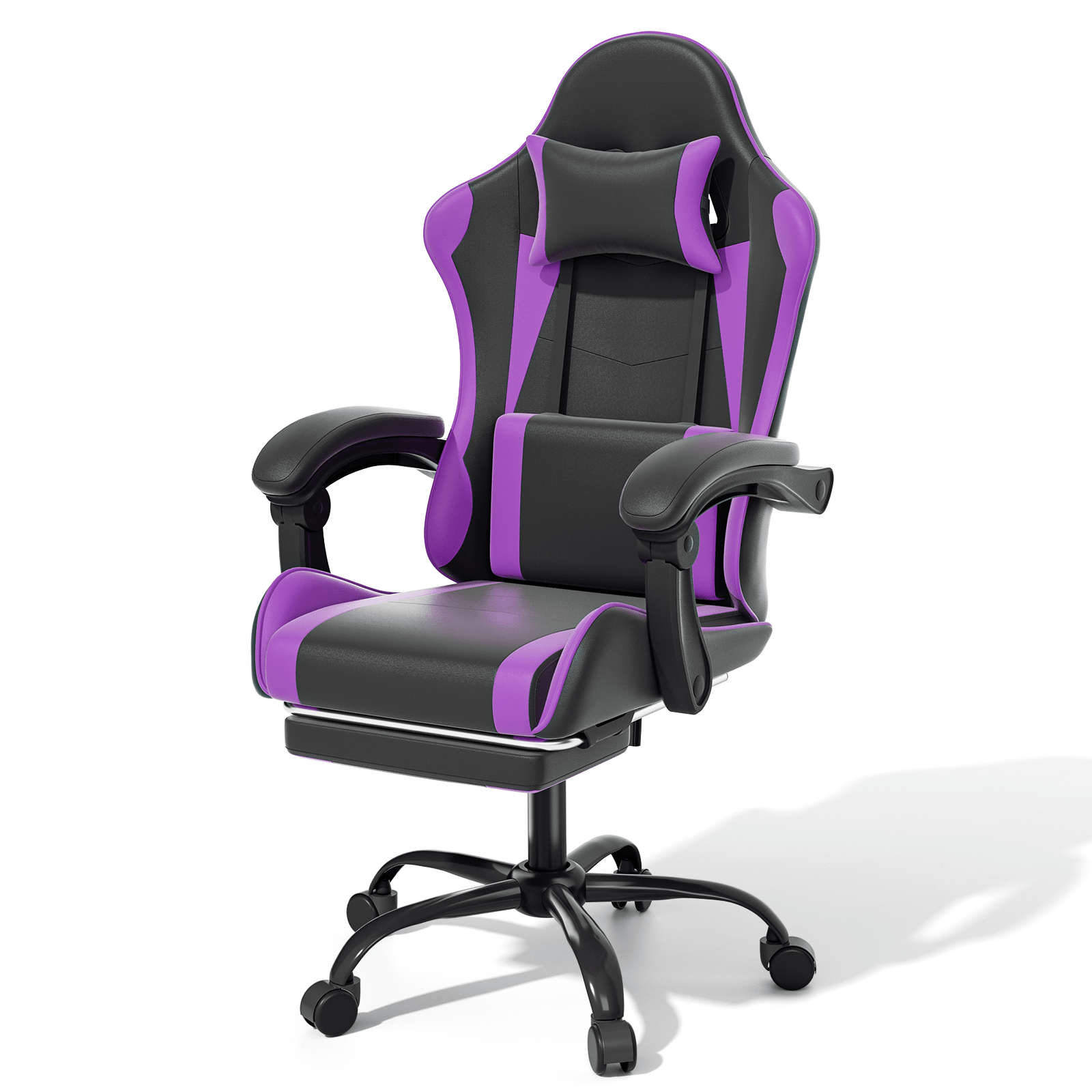 Ergonomic Gaming Chair with Retractable Footrest & Detachable Lumbar Support 360