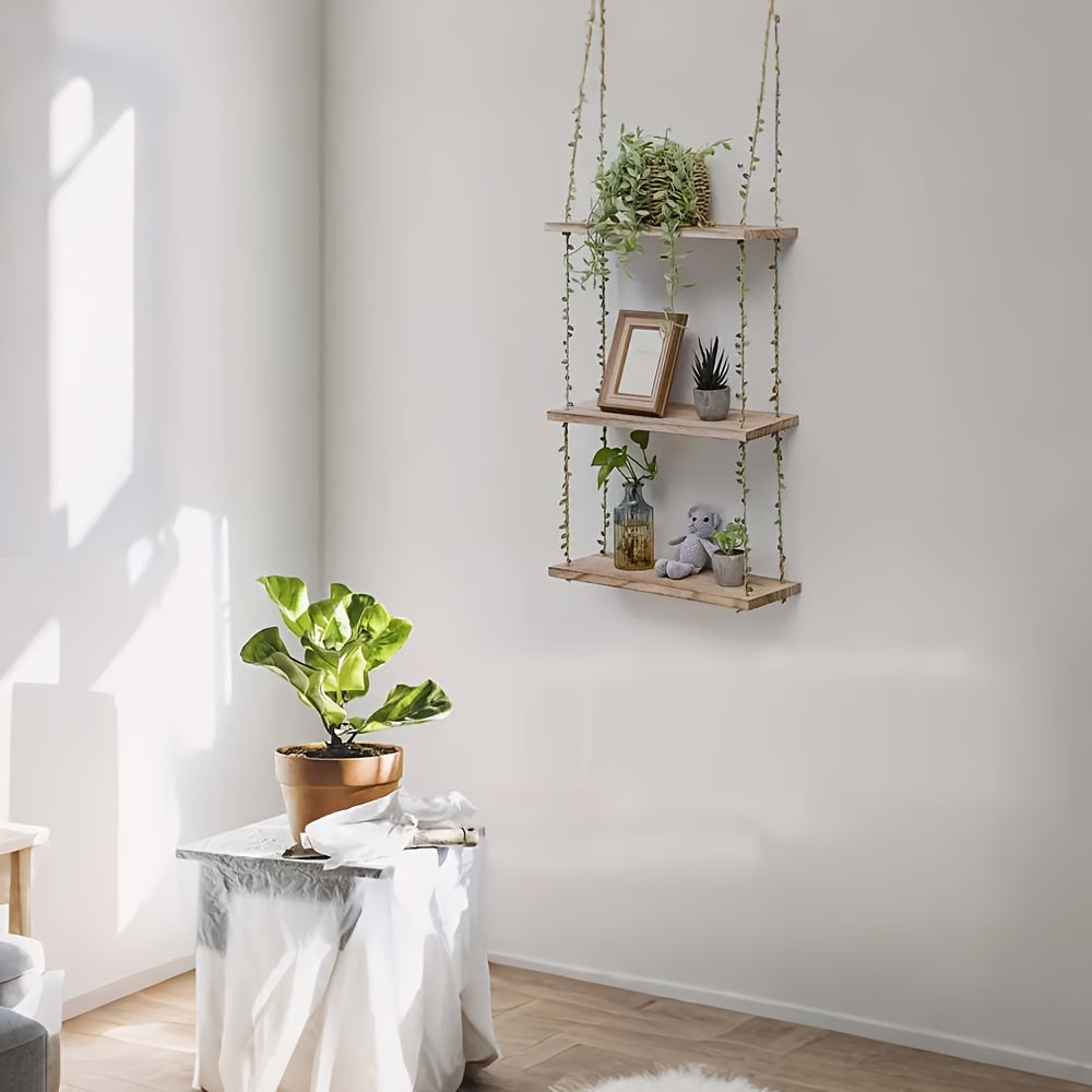 1pc\u002F3pcs Hanging 3 Tier Shelves for Wall with Artificial Ivy Garland