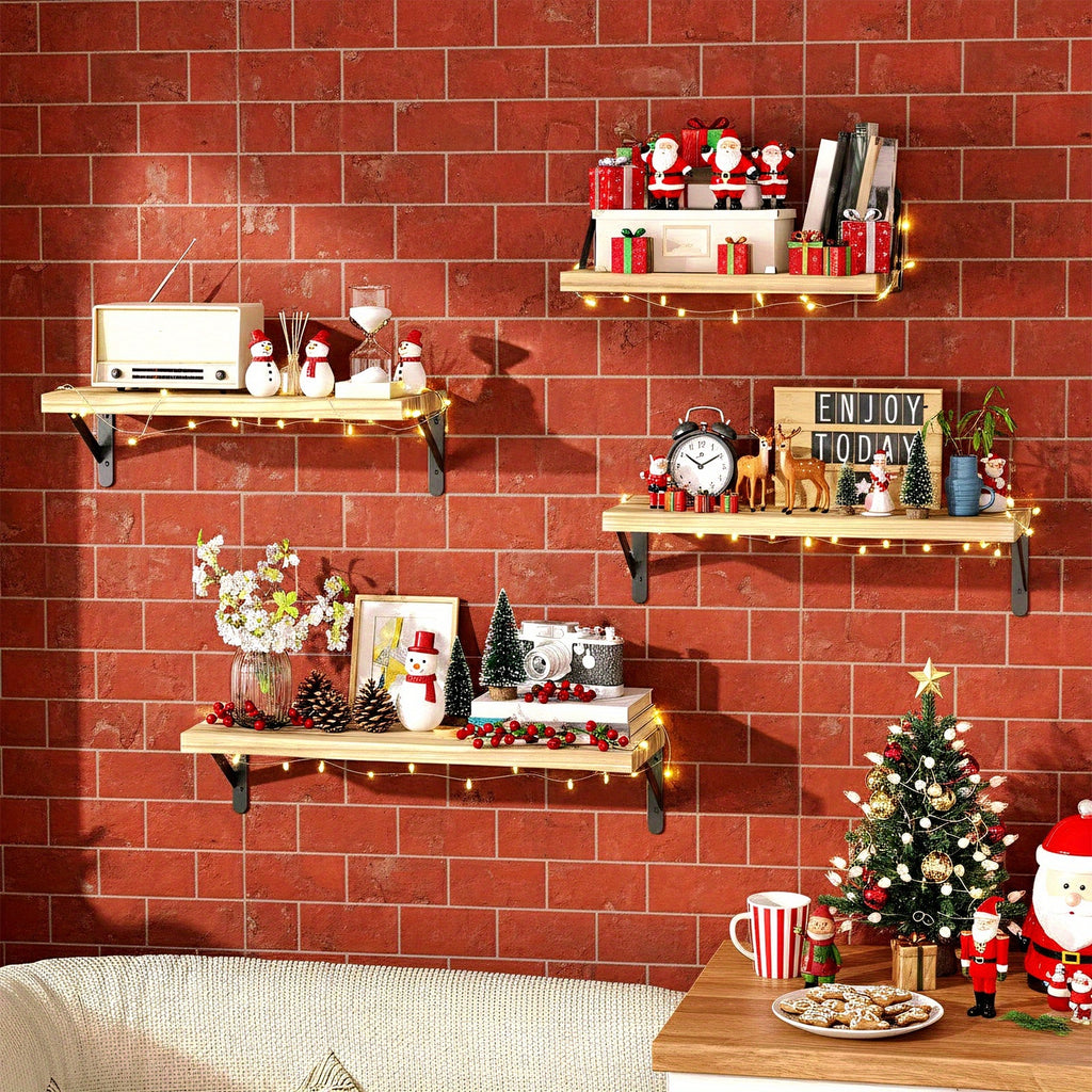 Wall-Mounted Floating Shelf - Solid Wood Modern Minimalist Shelf with Hidden Mounting