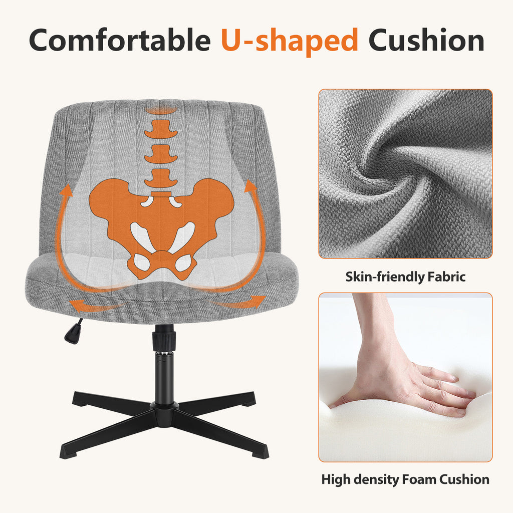 OLIXIS Criss Cross Chair Legged, Fabric Armless Office Desk Chair with Wheels