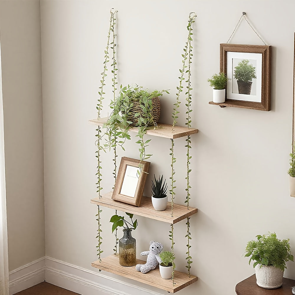 1pc\u002F3pcs Hanging 3 Tier Shelves for Wall with Artificial Ivy Garland