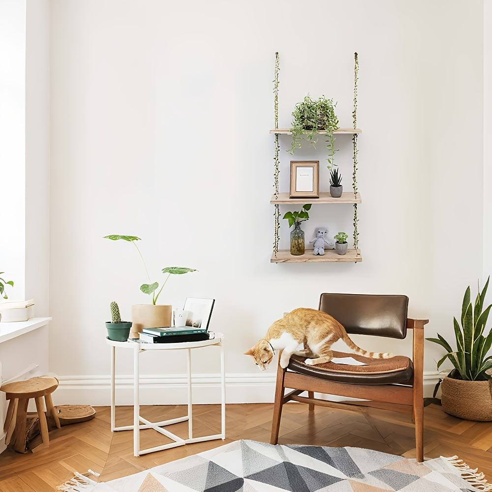 1pc\u002F3pcs Hanging 3 Tier Shelves for Wall with Artificial Ivy Garland