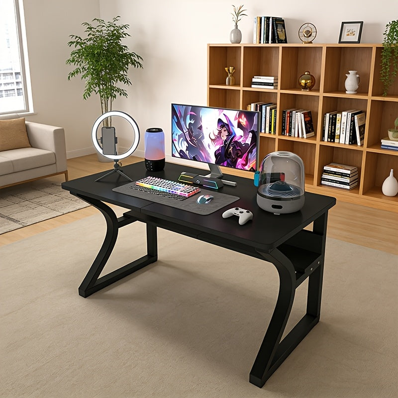 55in-Gaming Computer Desk, Computer Desk with Storage, Home Office Desks & Workstation