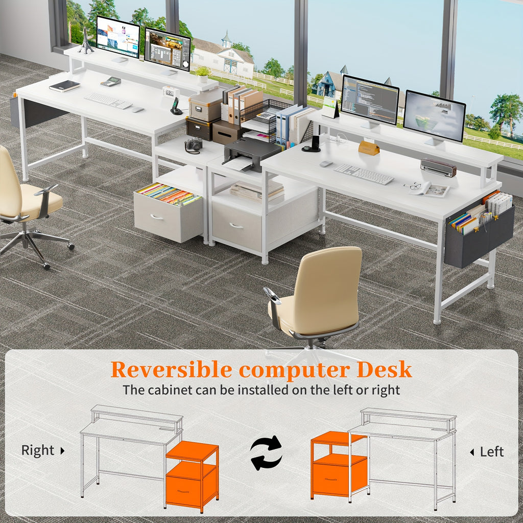 EnHomee 57-inch Computer Desk with Power Outlets & Ports