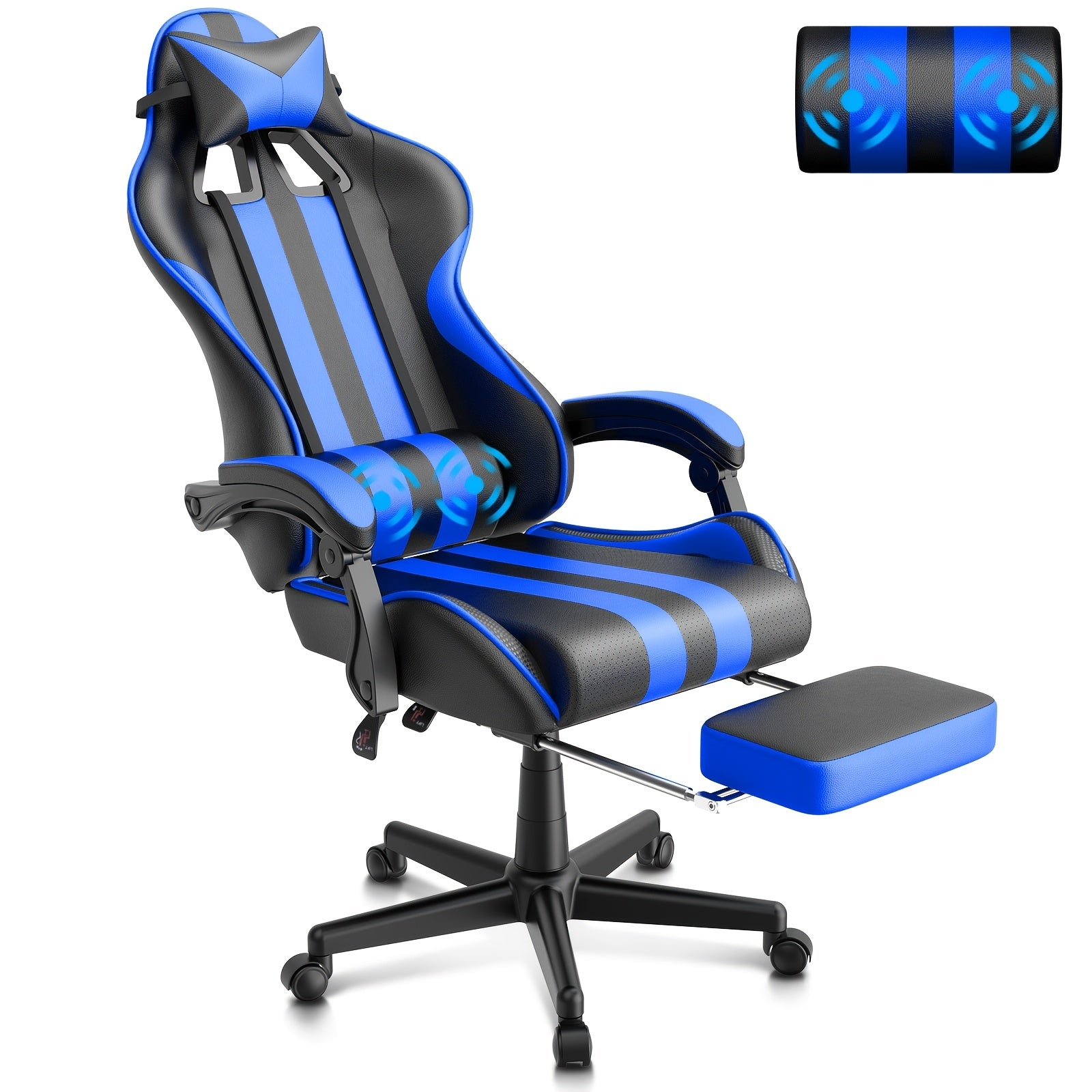 Ergonomic Gaming Chair | Pu Leather, Headrest And Lumbar Support, Adjustable Backrest