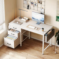 Compact Home Office Desk Featuring 3 Fabric Drawers And a Filing Cabinet