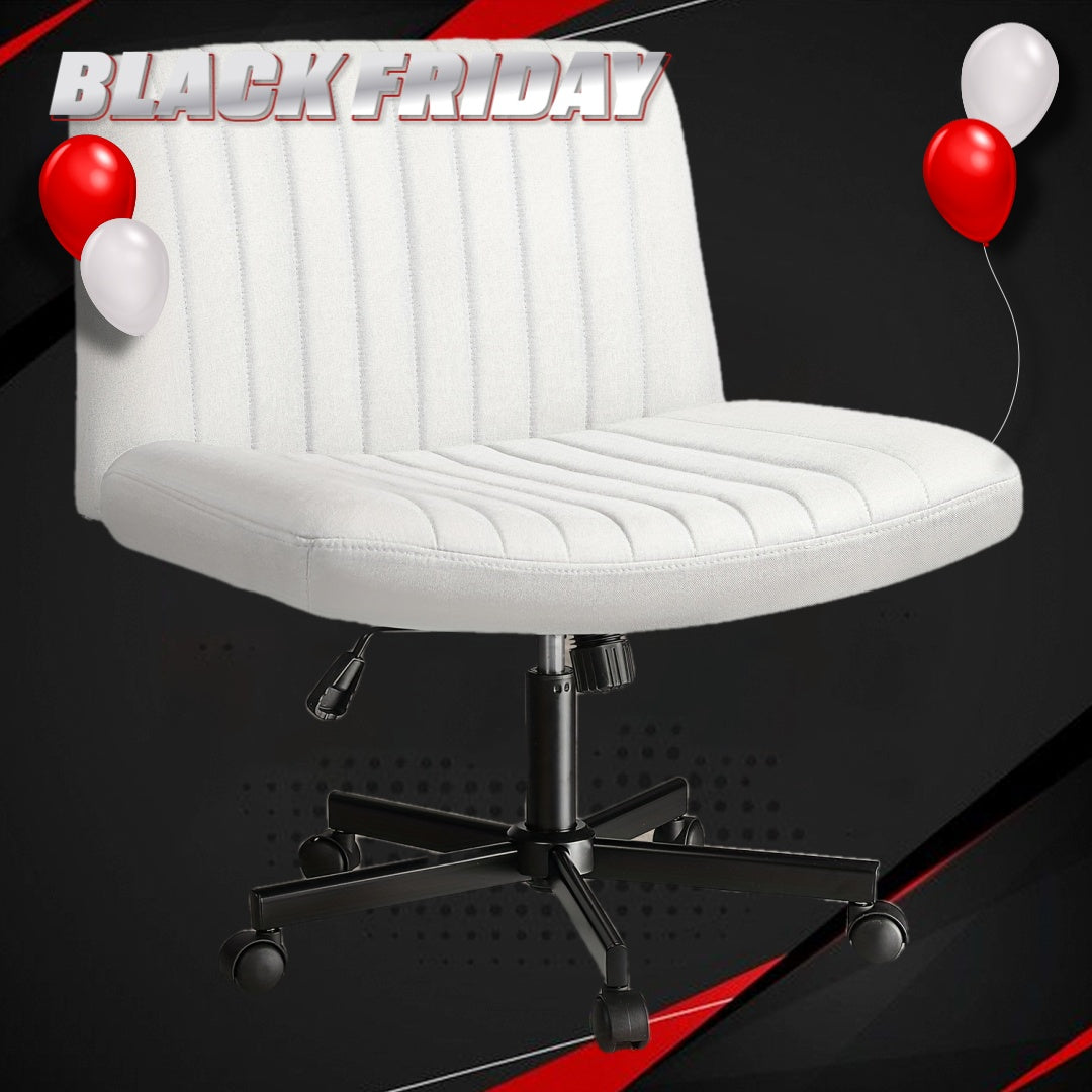 Criss Cross Chair with Wheels, Fabric Padded Armless Cross Legged Office Desk Chair for Home Office