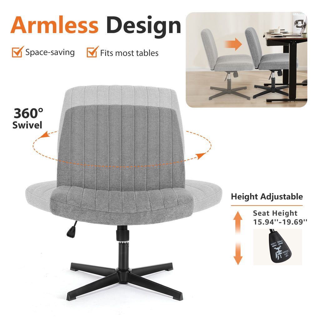 OLIXIS Criss Cross Chair Legged, Fabric Armless Office Desk Chair with Wheels