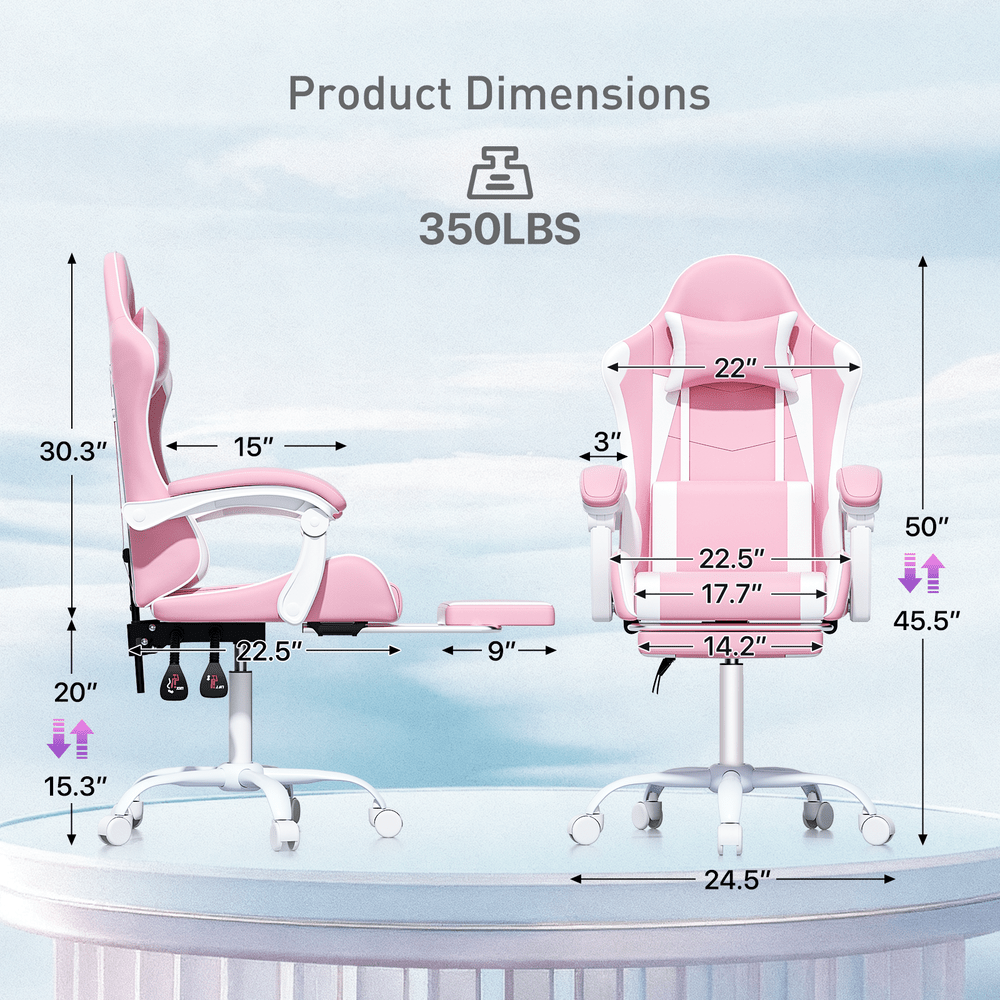 Ergonomic Gaming Chair with Retractable Footrest & Detachable Lumbar Support 360