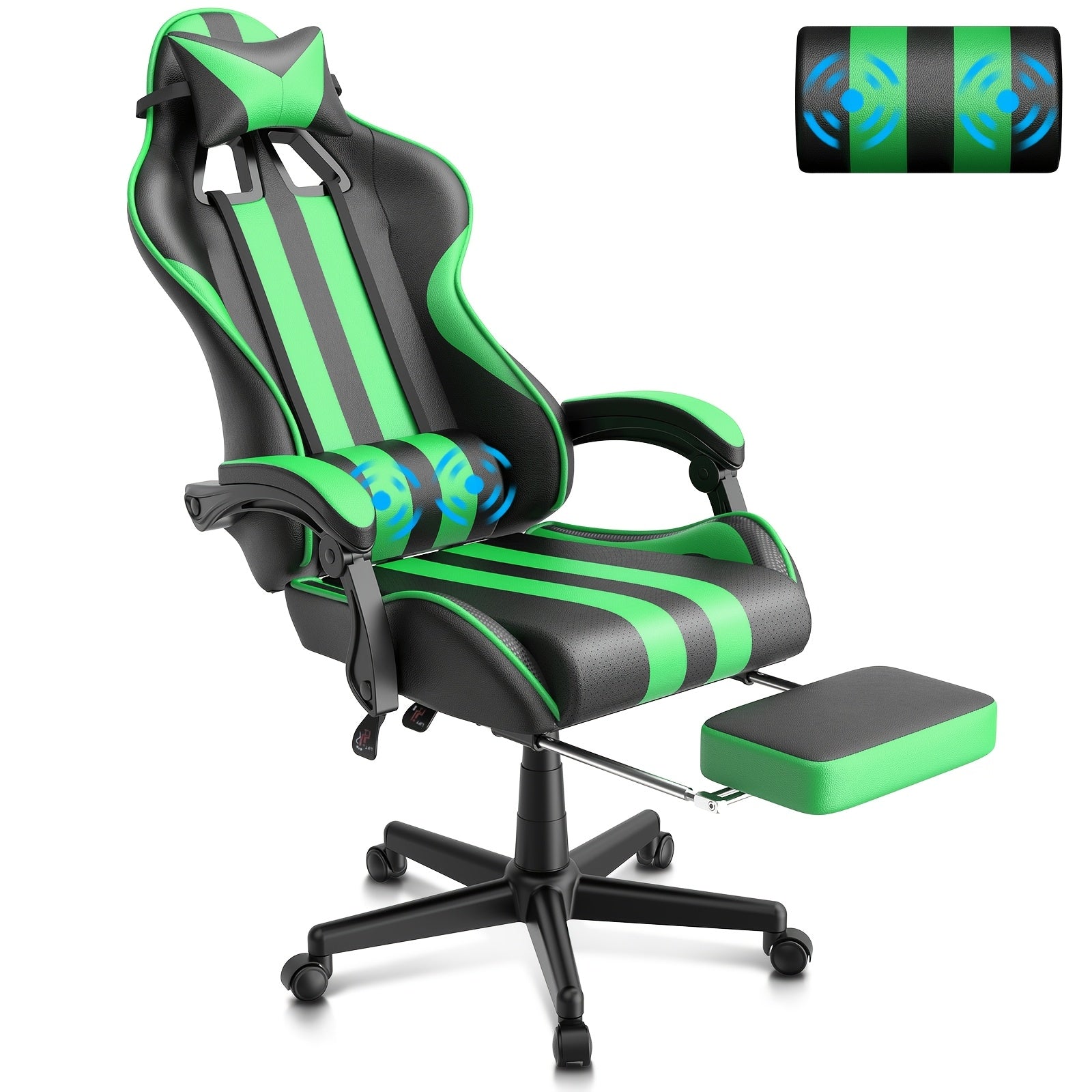 Ergonomic Gaming Chair | Pu Leather, Headrest And Lumbar Support, Adjustable Backrest
