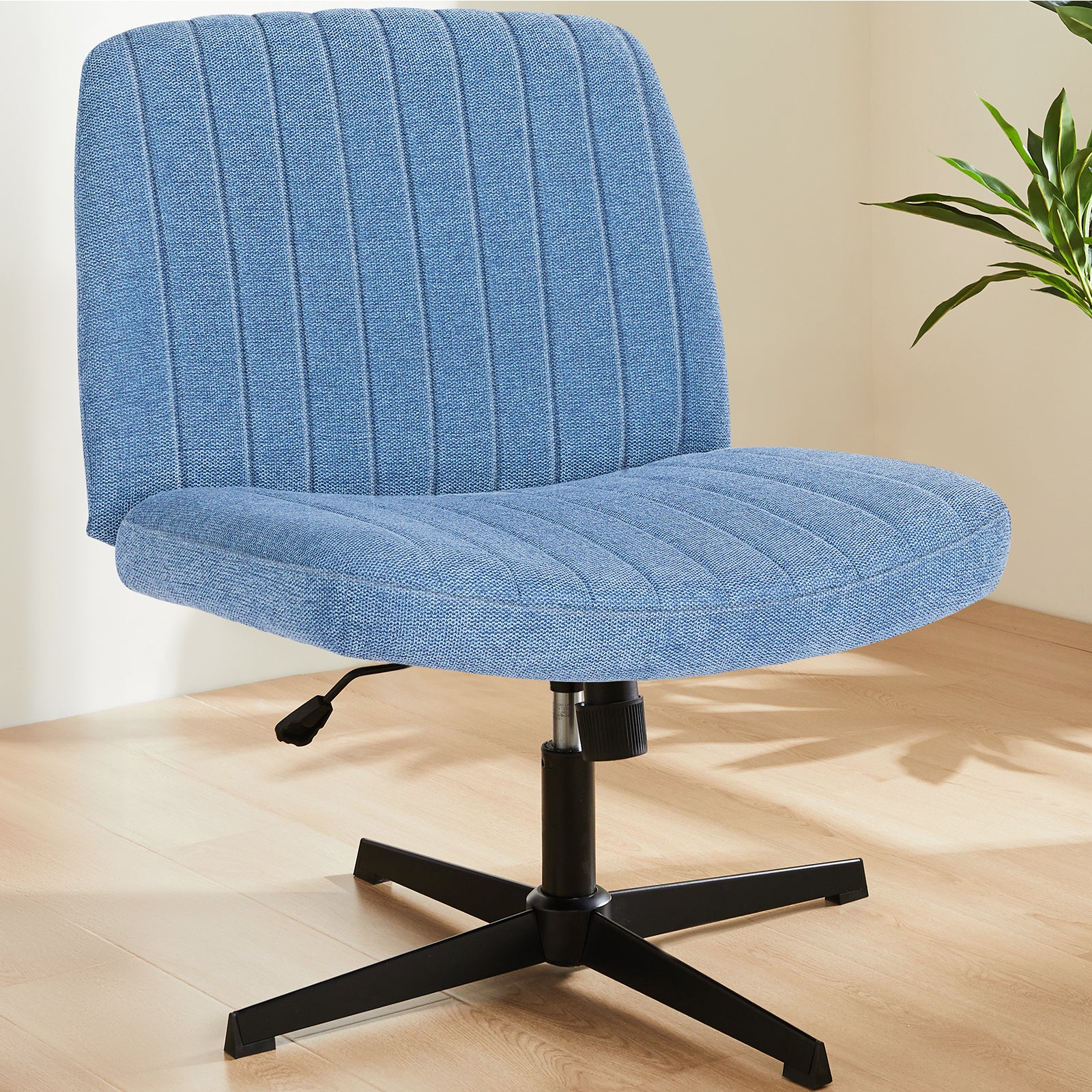 OLIXIS Criss Cross Chair Legged, Fabric Armless Office Desk Chair with Wheels