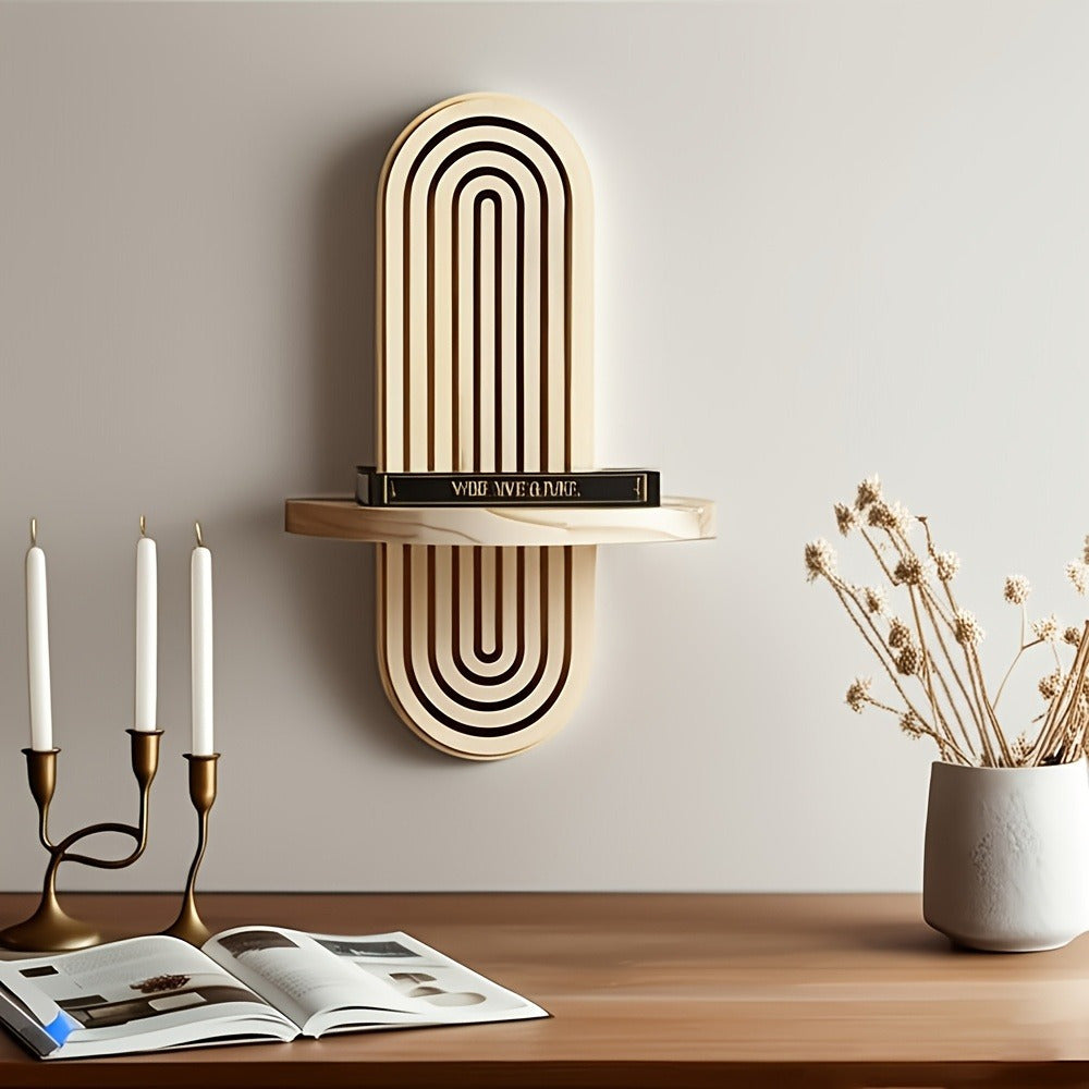 2pcs Bohemian Wooden Wall Shelves - Minimalist Scandinavian Style Floating Shelves with Natural Wood Finish