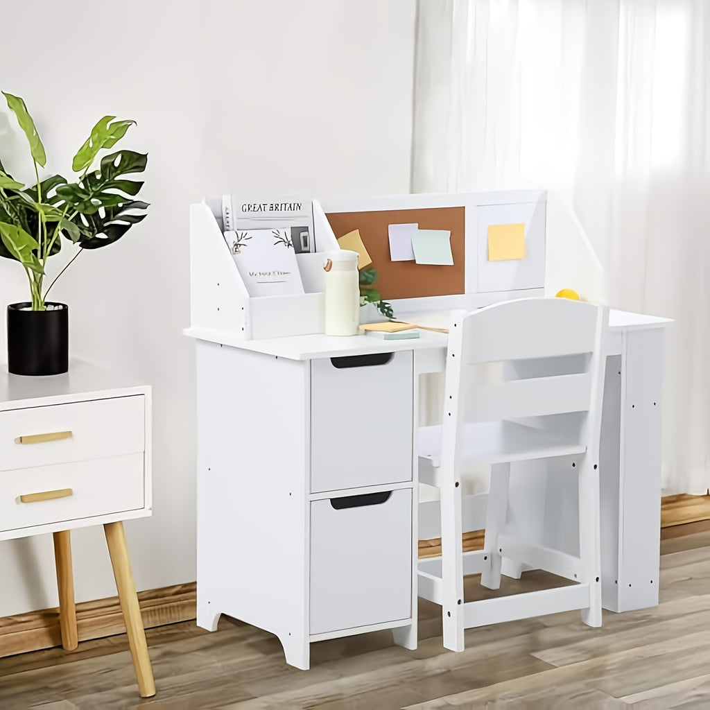 GAOMON Study Desk And Chair Set, Wooden School Learning Table With Storage