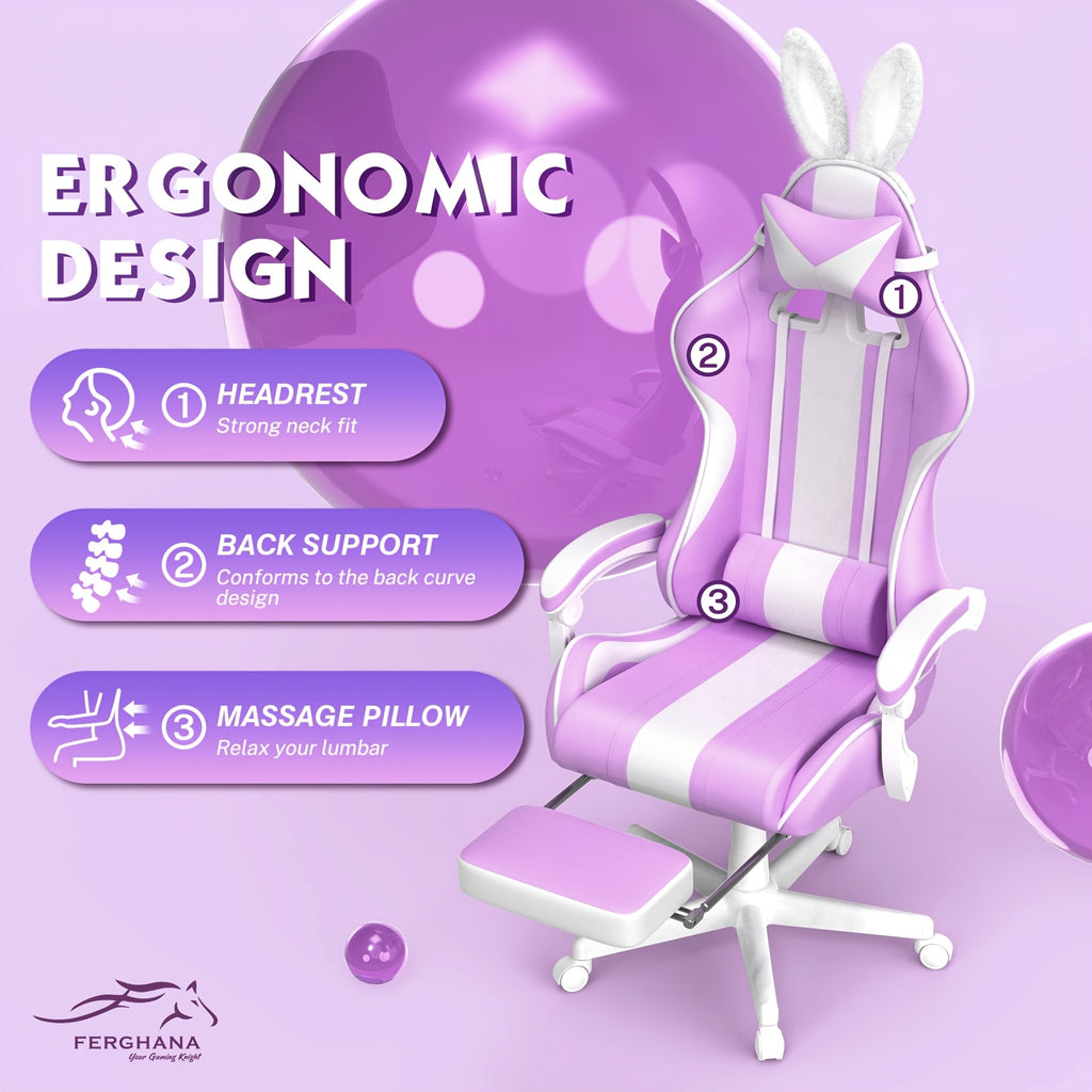 Beczeeb Ergonomic Gaming Chair with Footrest & Massage Suitable for Adults