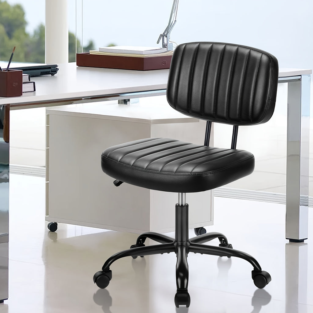 Small Desk Chair Armless, Comfortable Office Chair with Wheels, Rolling Task Chair with Low Back Lumbar Support