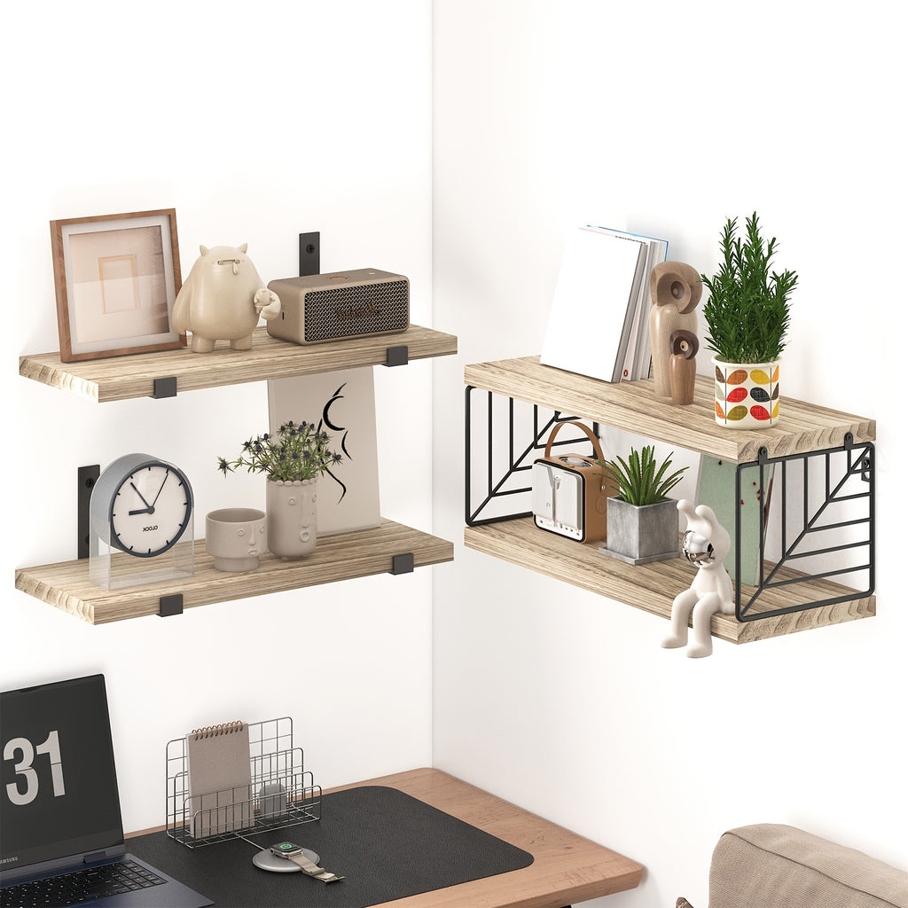 TOMNK 3+1 Tier Bathroom Floating Shelves Over Toilet, Farmhouse Rustic Wood Shelves