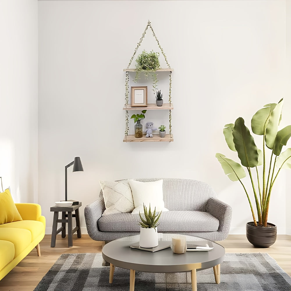 1pc\u002F3pcs Hanging 3 Tier Shelves for Wall with Artificial Ivy Garland