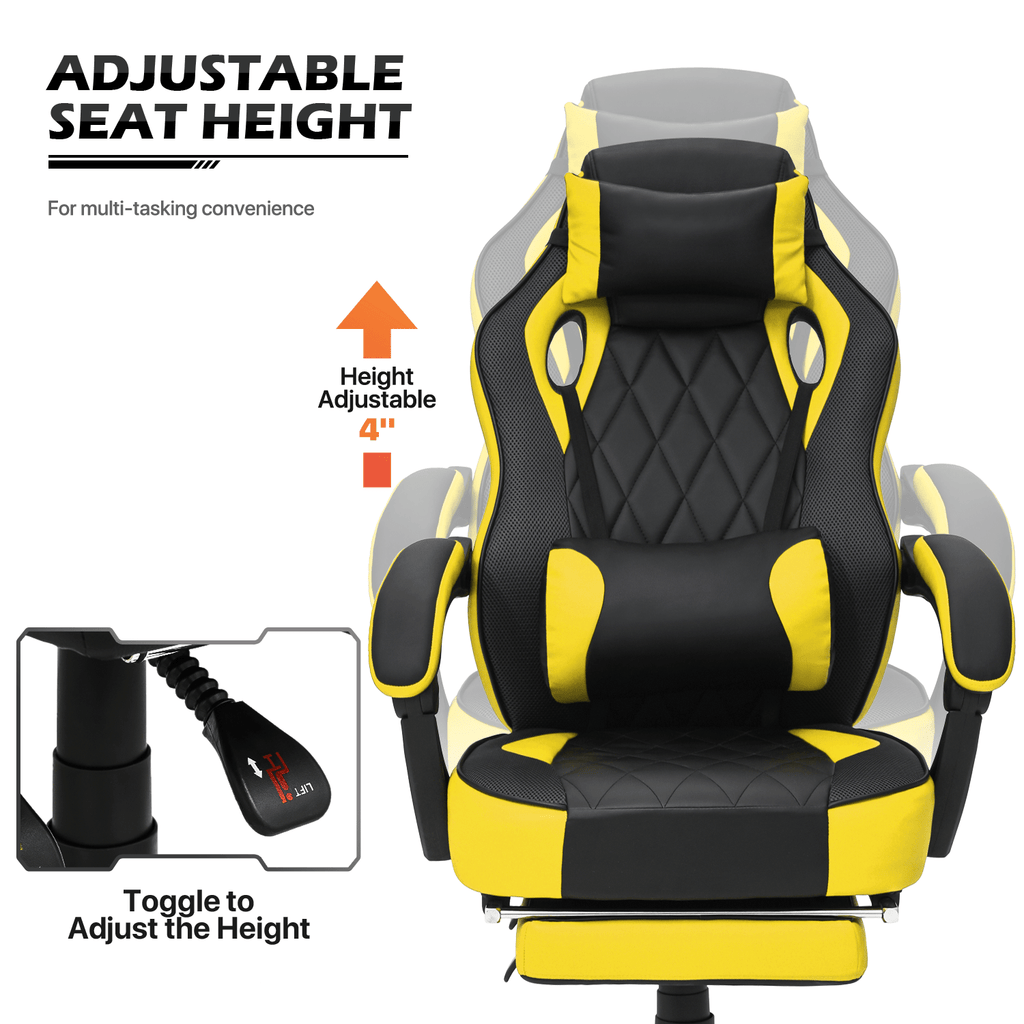 Ergonomic Gaming Chair with Retractable Footrest & Detachable Lumbar Support 360